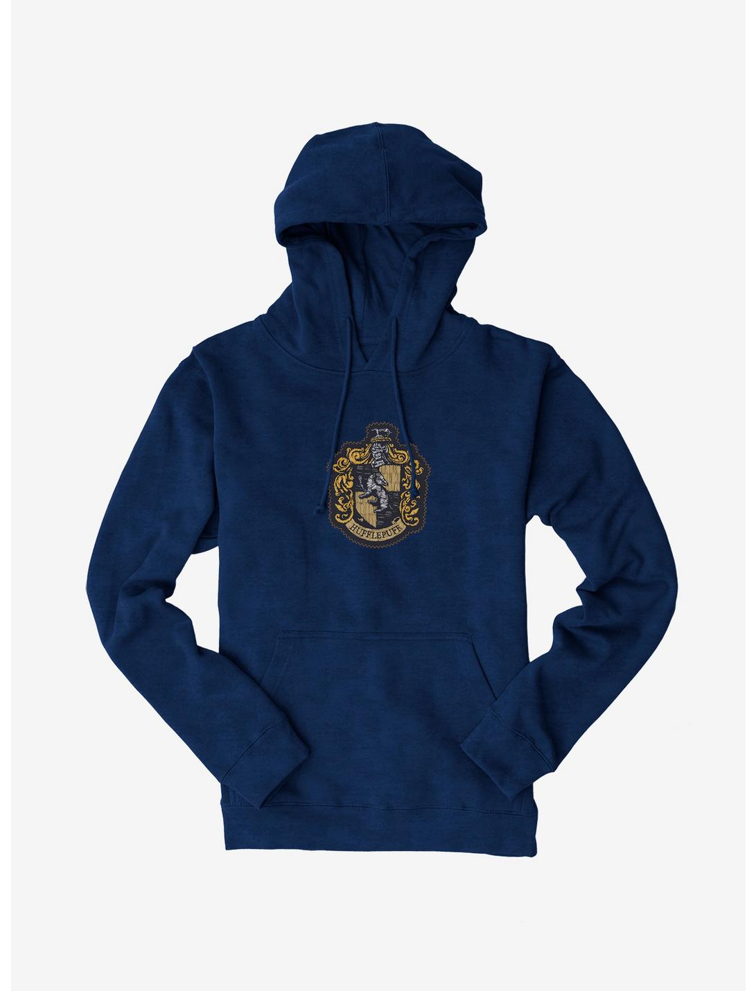 Harry Potter Hufflepuff Coat Of Arms Hoodie, NAVY, hi-res