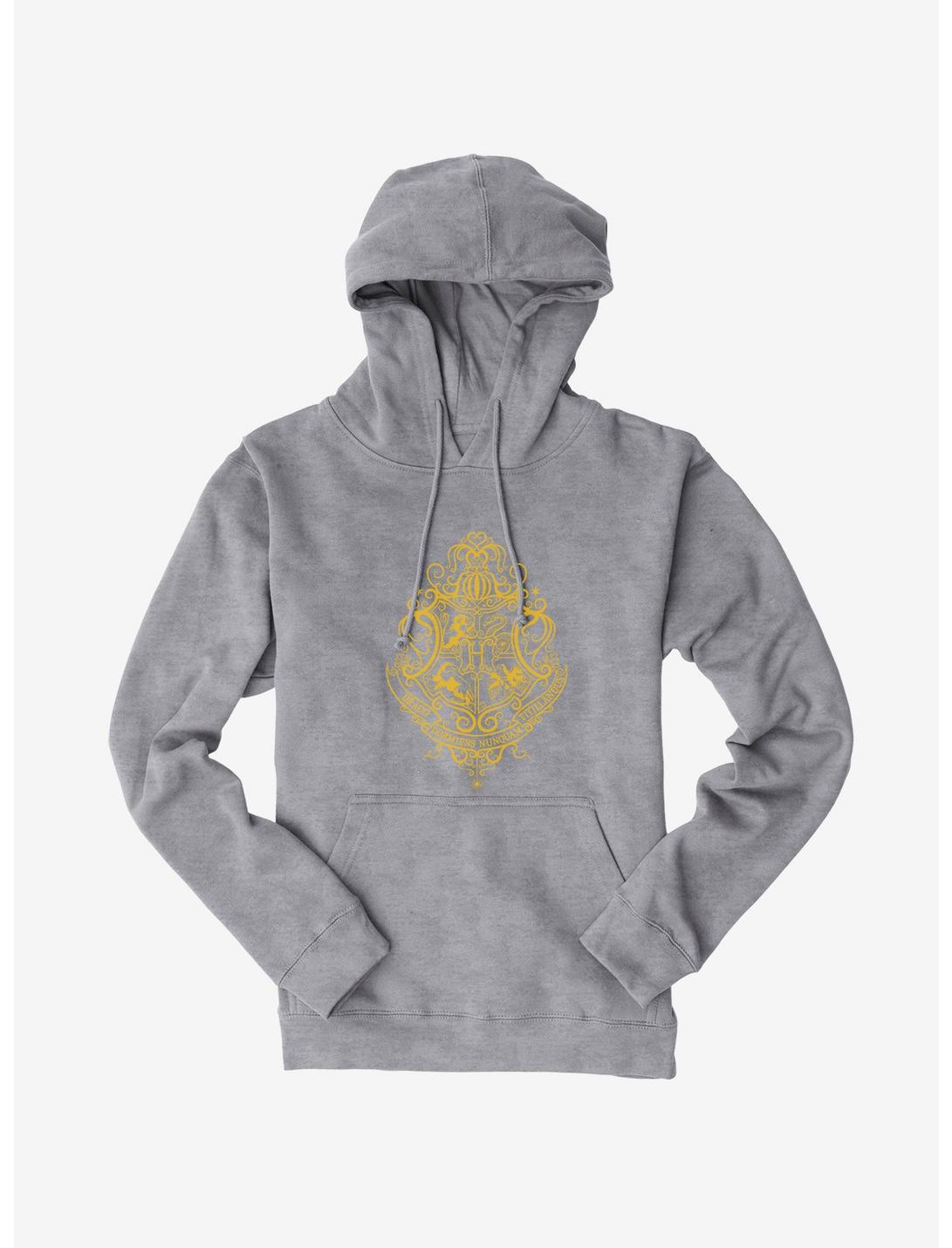 Harry Potter Hogwarts Shield Yellow Outline Hoodie, , hi-res