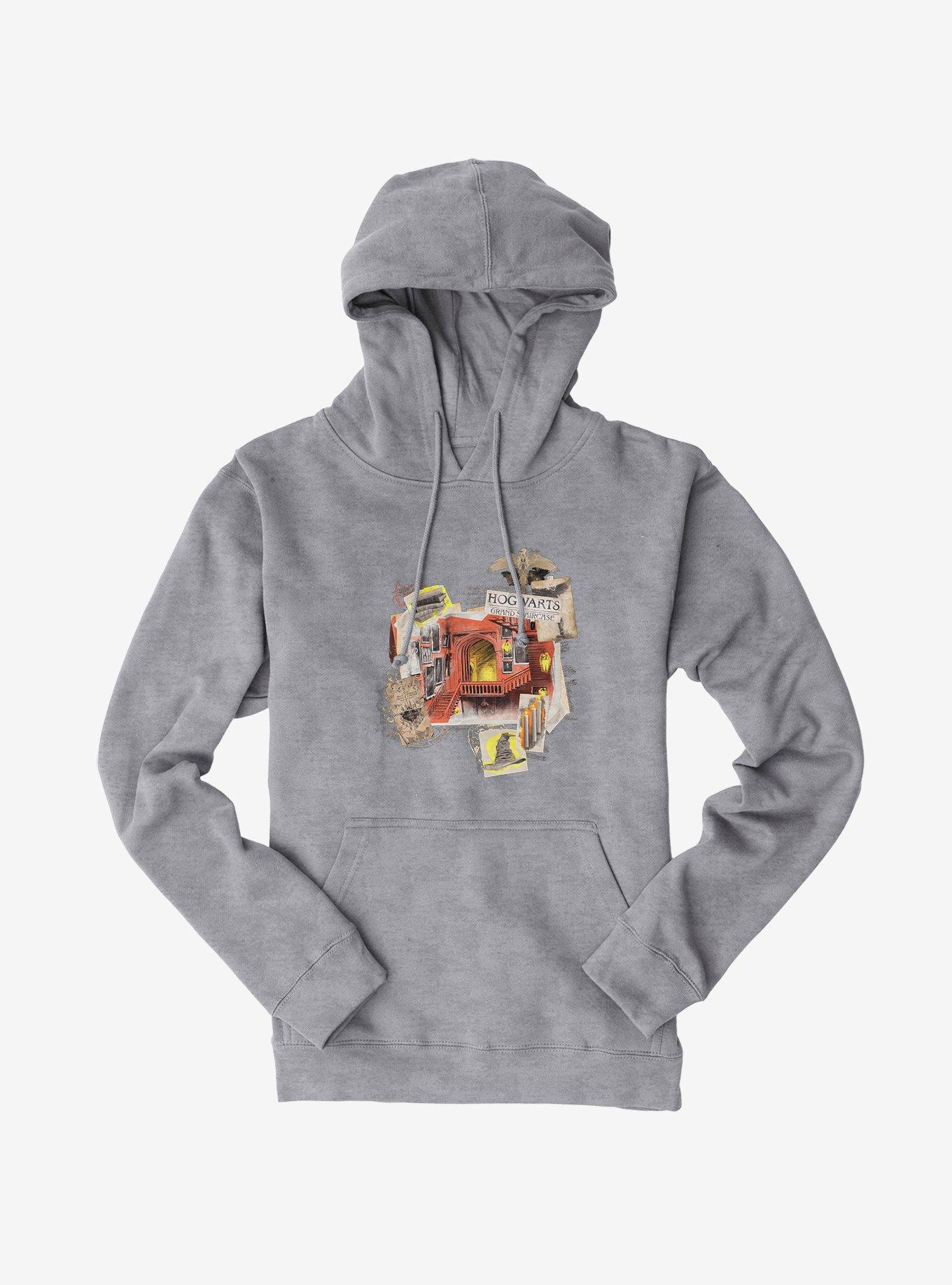 Harry Potter Hogwarts Staircase Collage Hoodie, HEATHER GREY, hi-res
