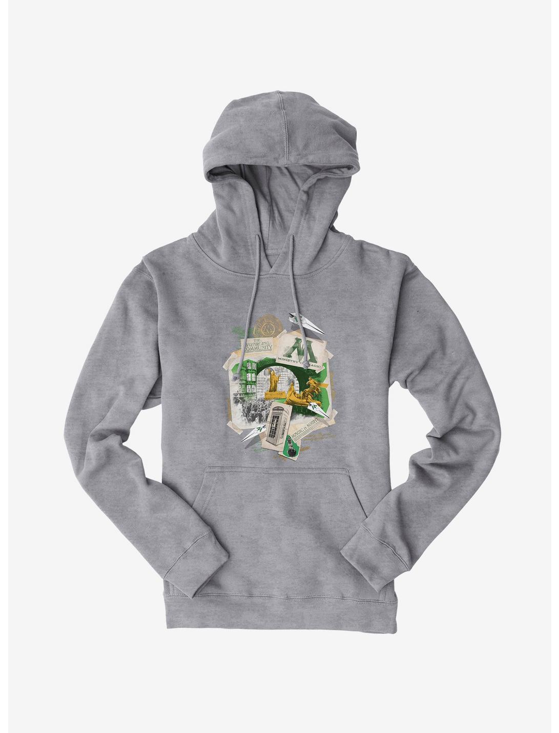 Harry Potter Ministry Of Magic Collage Hoodie, HEATHER GREY, hi-res