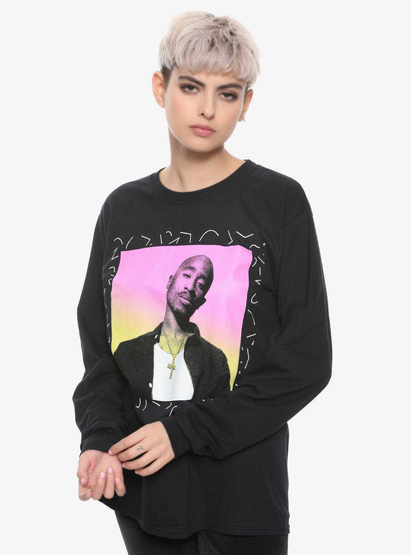 Tupac Ombre Logo Girls Long-Sleeve T-Shirt, BLACK, hi-res