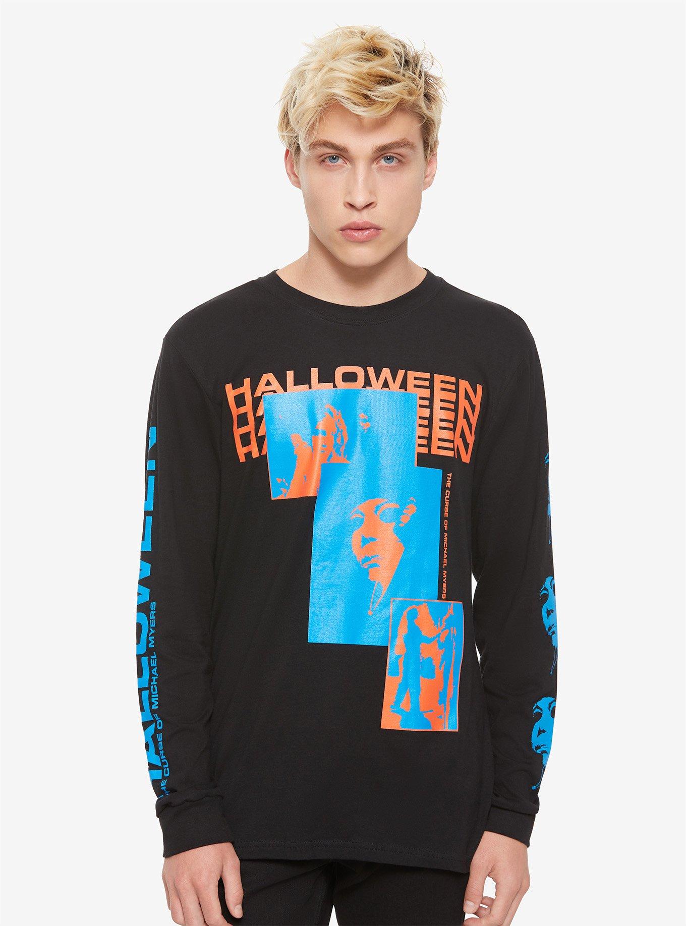 Halloween: The Curse Of Michael Myers Neon Stencil Long-Sleeve T-Shirt, MULTI, hi-res