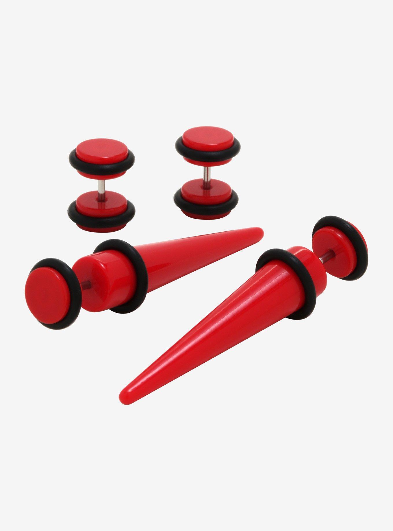Red Faux Taper & Plug 4 Pack, , hi-res
