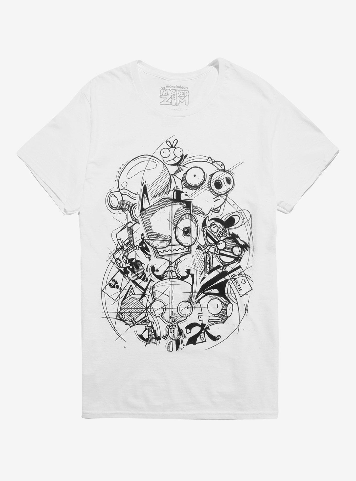 Invader Zim Sketch T-Shirt, WHITE, hi-res