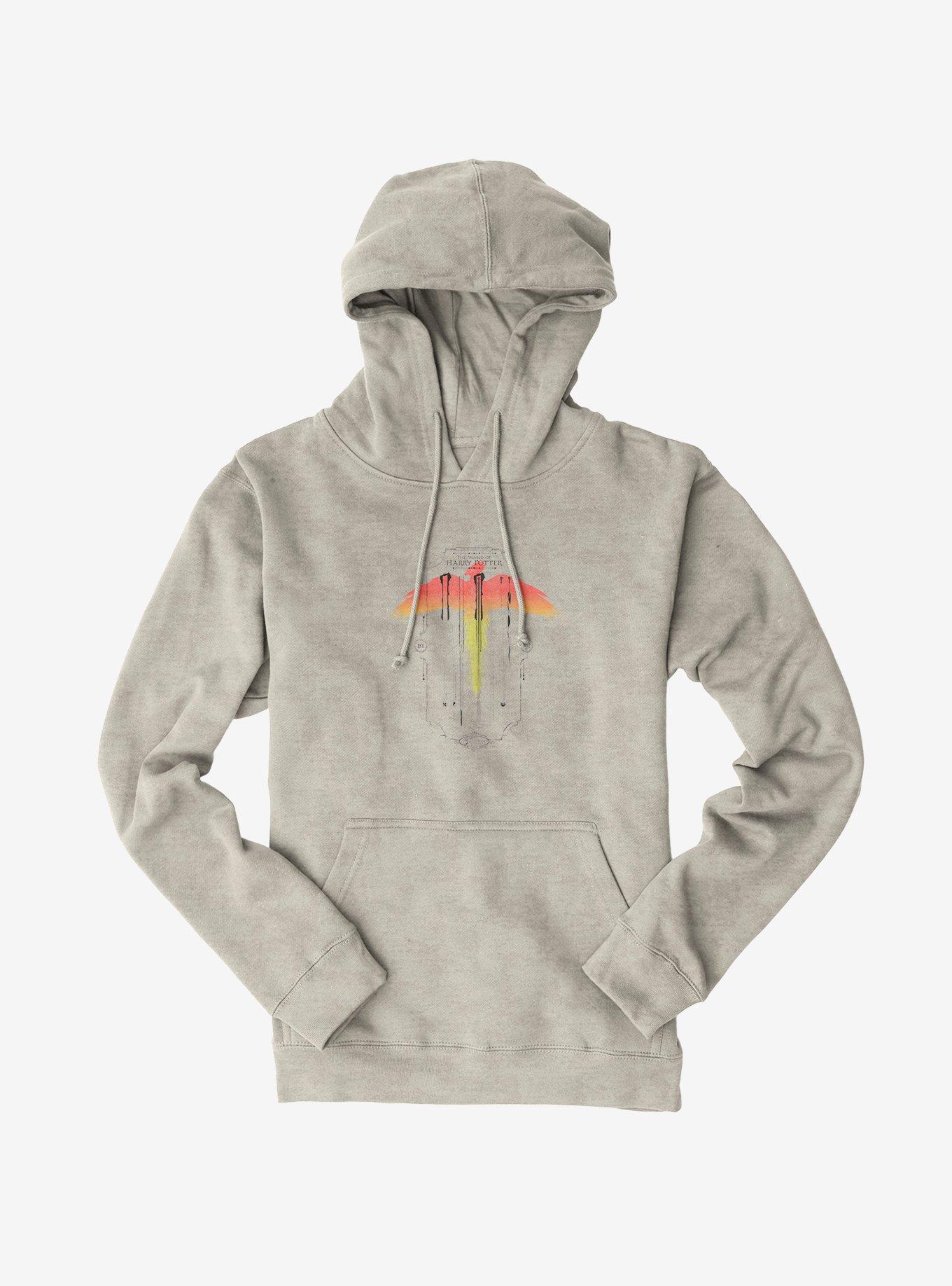 Harry Potter Potter Wand Phoenix Feather Black Hoodie, OATMEAL HEATHER, hi-res