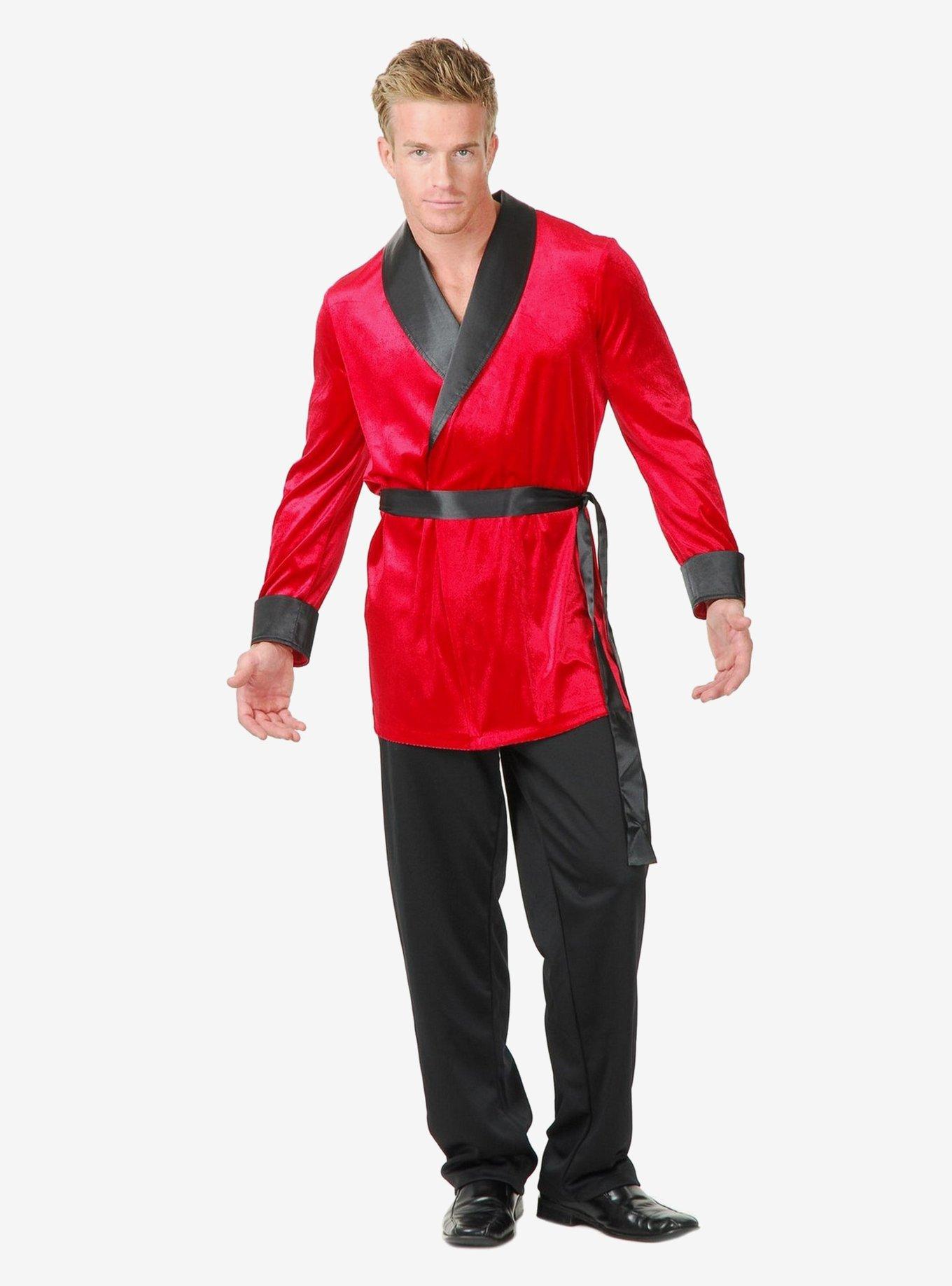 Velvet Smoking Jacket, RED, hi-res