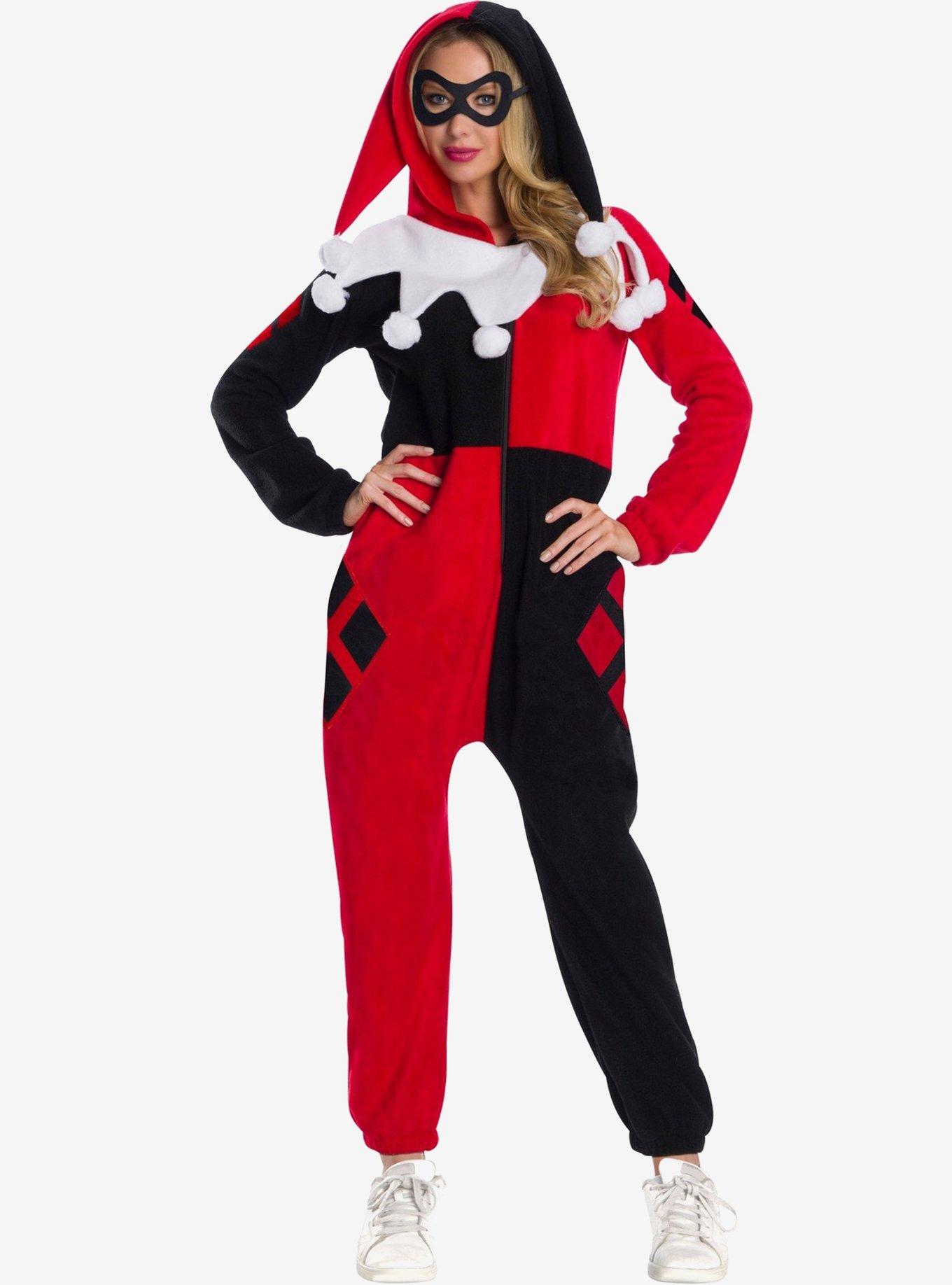 DC Comics Super Heroes Harley Quinn Onesie Costume, RED, hi-res
