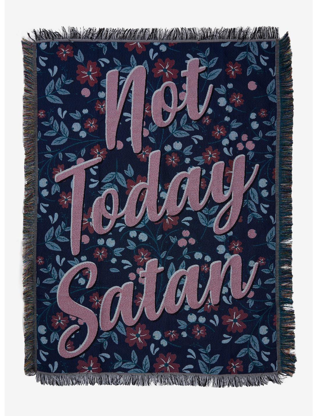 Not Today Satan Floral Tapestry Throw Blanket, , hi-res