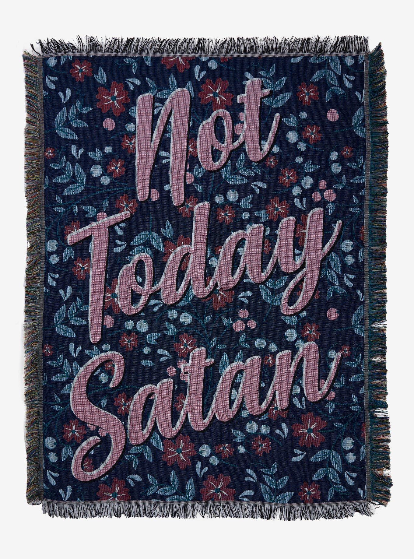 Not Today Satan Floral Tapestry Throw Blanket, , hi-res