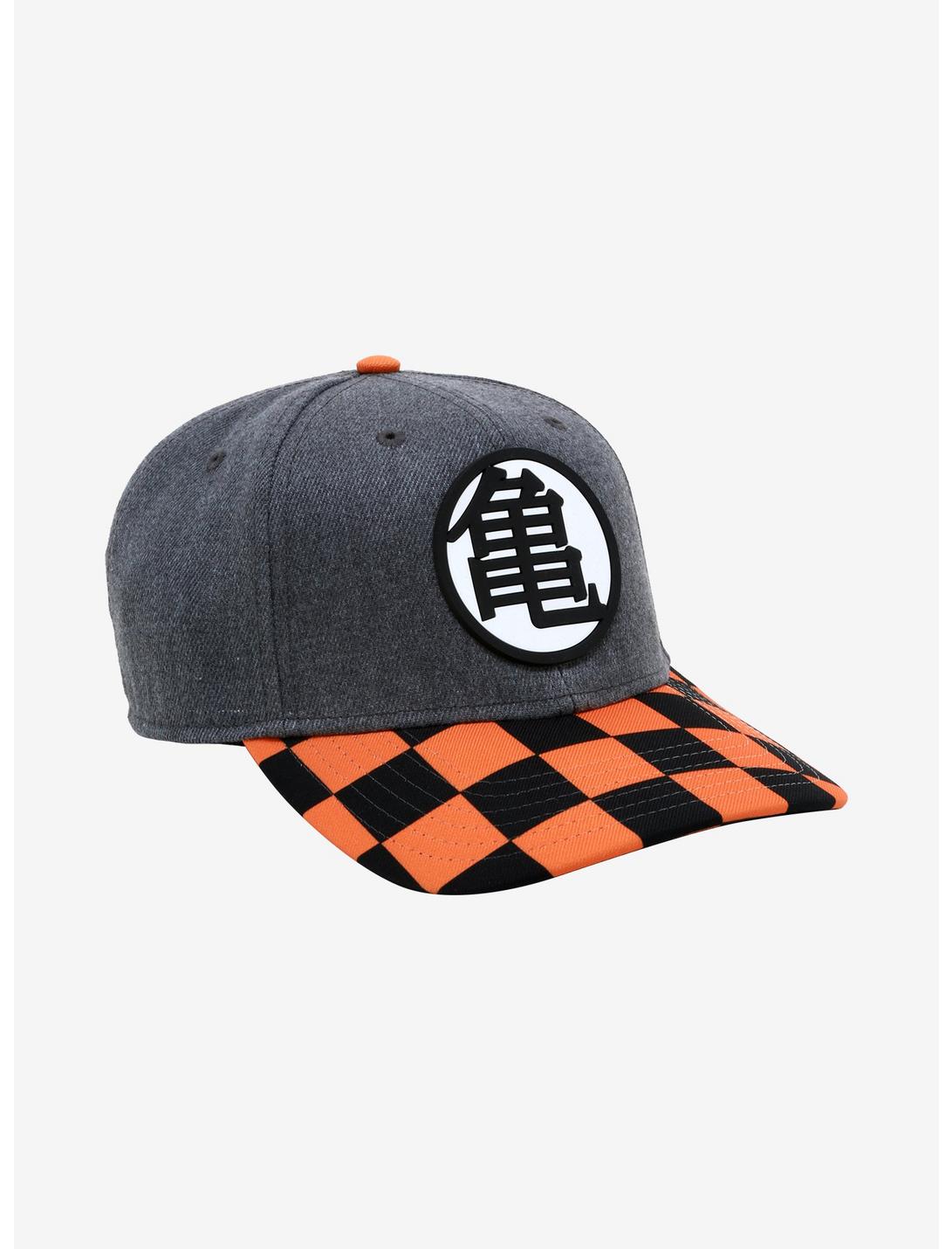 Dragon Ball Z Master Roshi Kanji Checkered Curved Snapback Hat, , hi-res