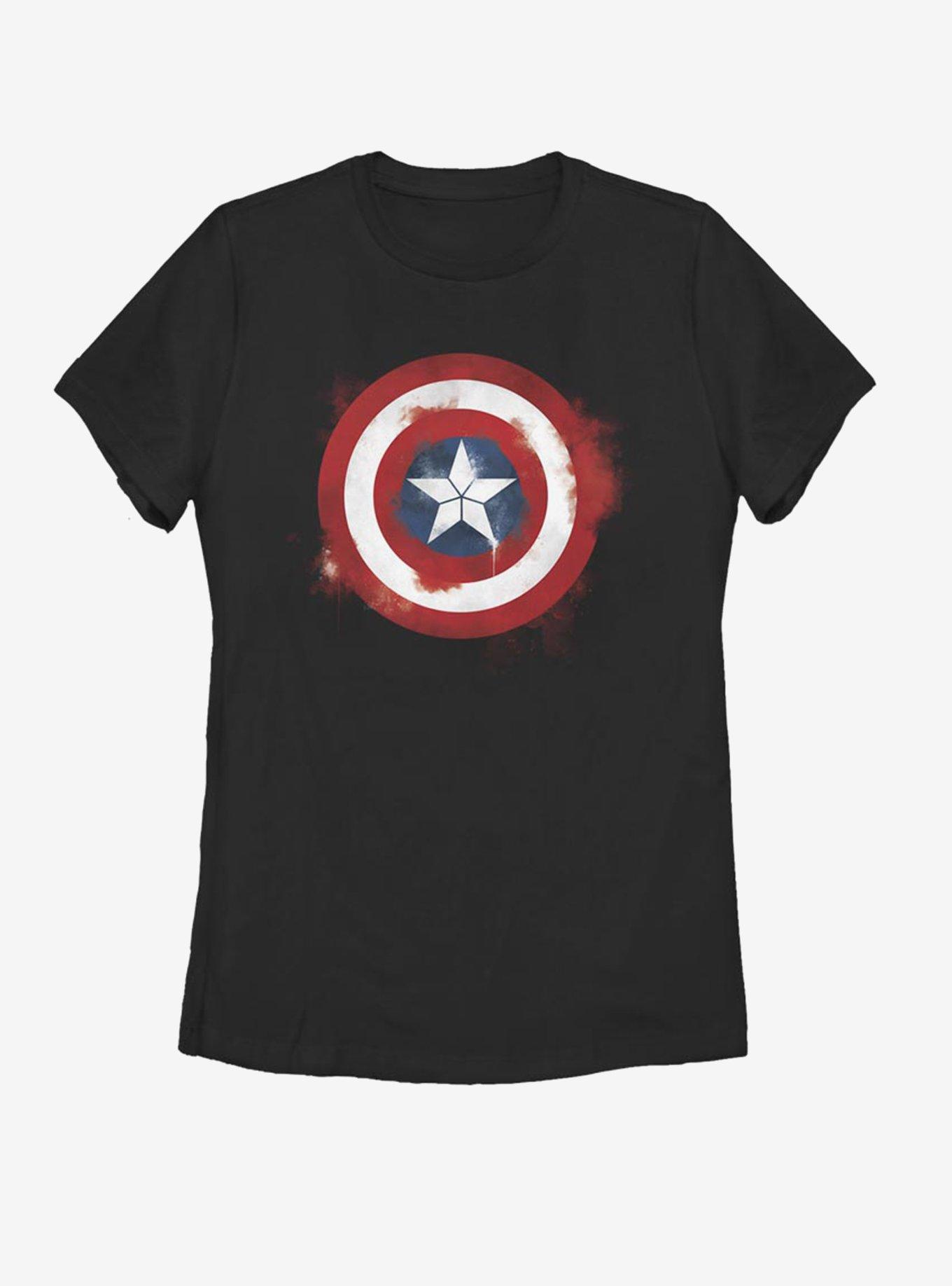 Marvel Captain America Spray Logo Womens T-Shirt, BLACK, hi-res