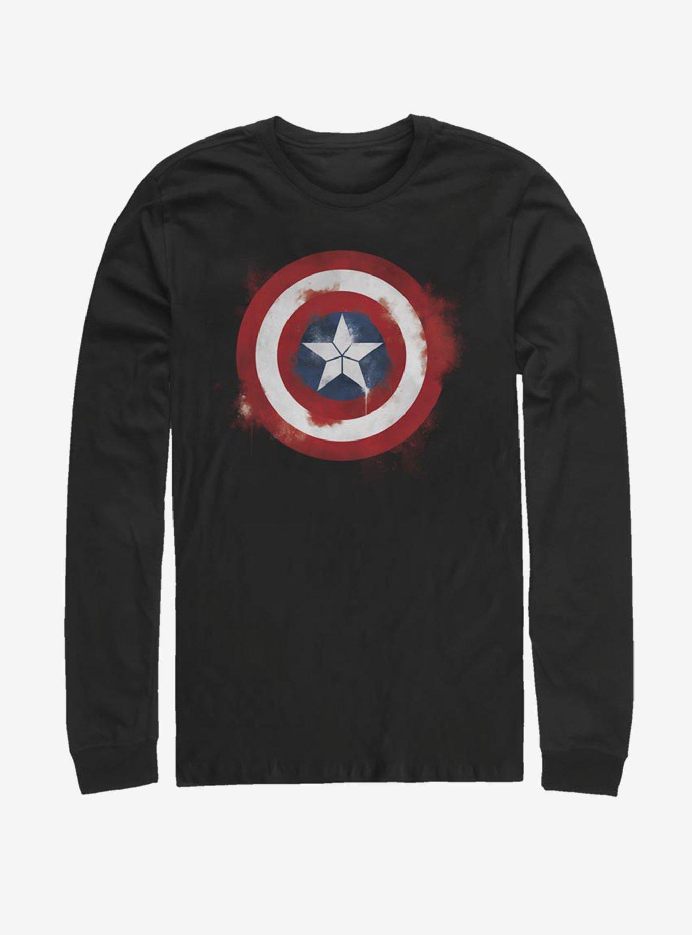 Marvel Captain America Spray Logo Long-Sleeve T-Shirt, BLACK, hi-res