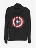 Marvel Captain America Spray Logo Cowlneck Long-Sleeve Womens Top, BLACK, hi-res