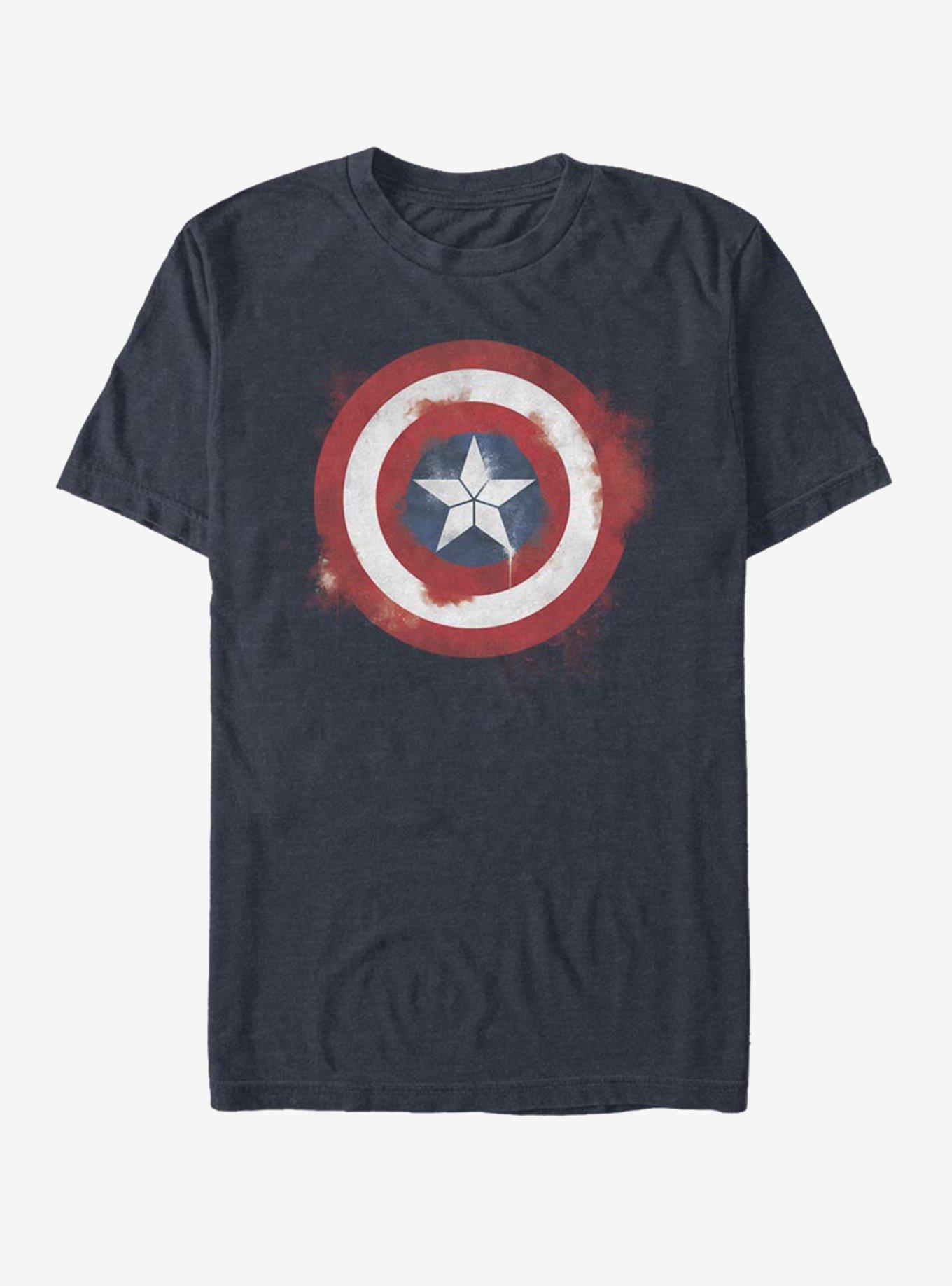 Marvel Captain America Spray Logo T-Shirt - BLUE | BoxLunch