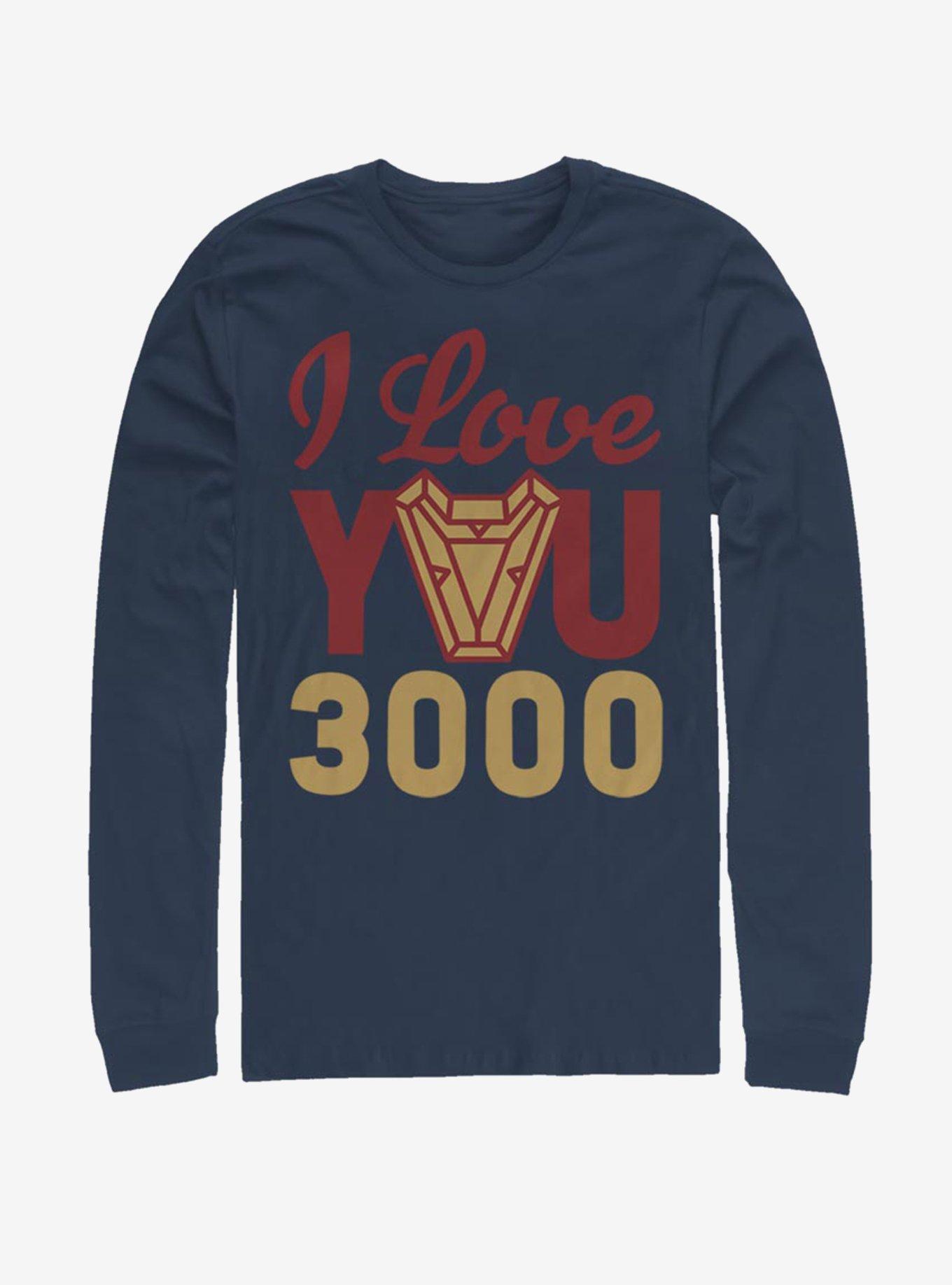 Marvel Iron Man Love You 3000 Arc Reactor Long-Sleeve T-Shirt - BLUE ...