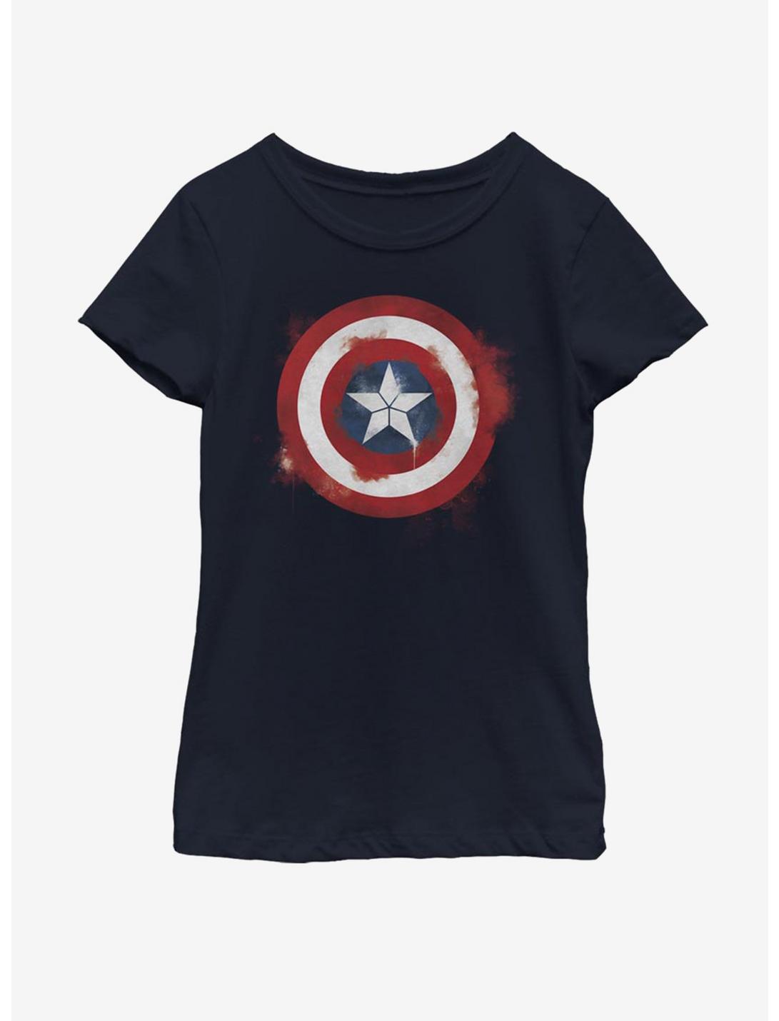 Marvel Captain America Spray Logo Youth Girls T-Shirt, NAVY, hi-res