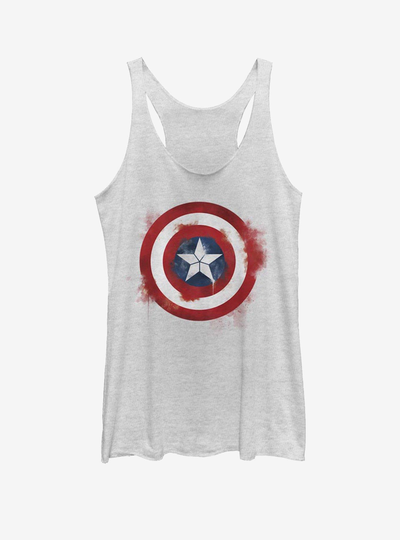 Marvel Captain America Spray Logo Womens Tank Top, WHITE HTR, hi-res