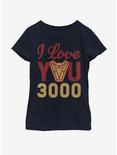 Marvel Iron Man Love You 3000 Arc Reactor Youth Girls T-Shirt, NAVY, hi-res