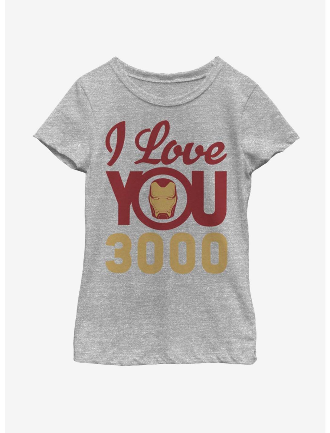 Marvel Iron Man Love You 3000 Icon Face Youth Girls T-Shirt, ATH HTR, hi-res