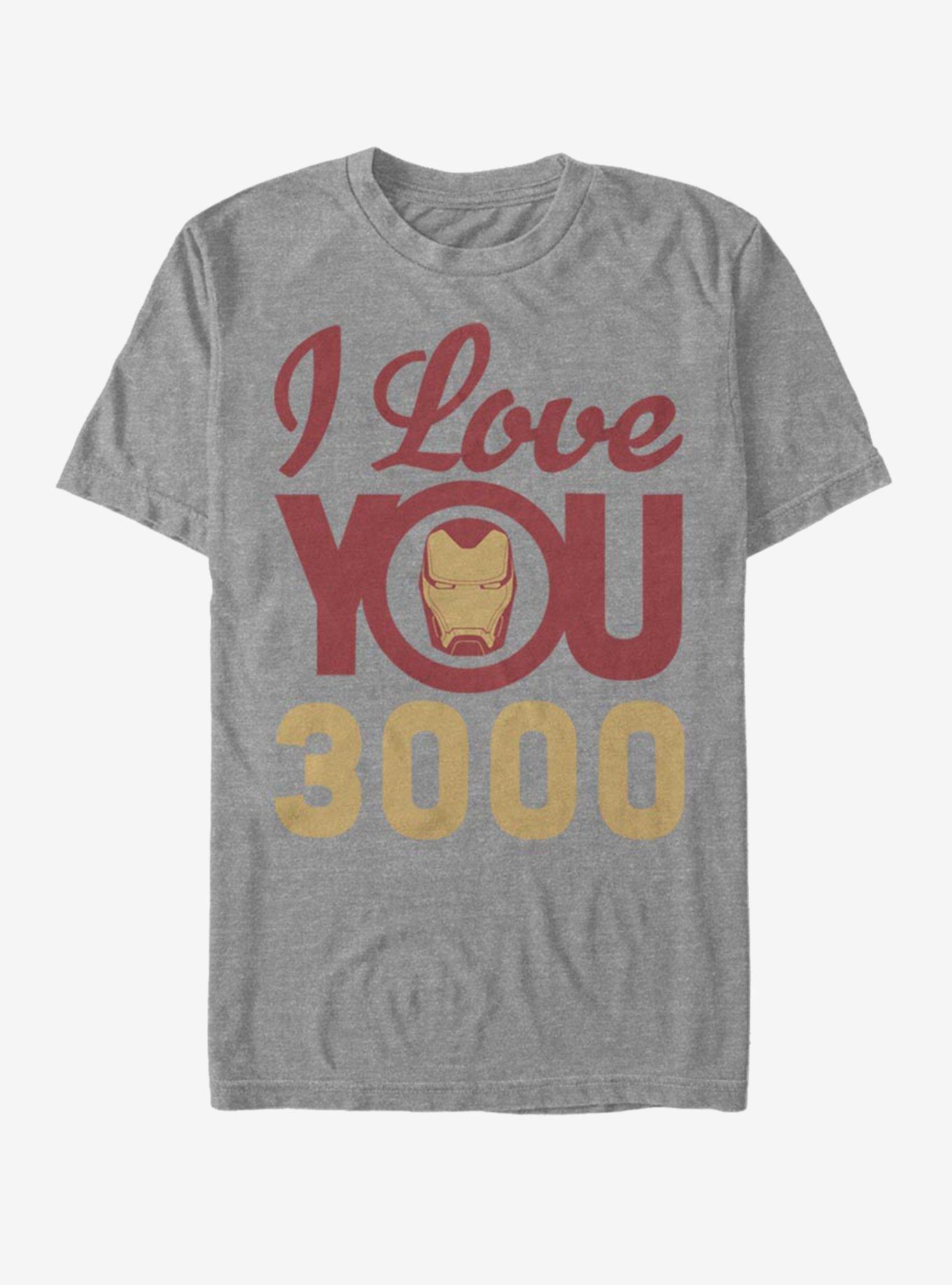 Marvel Iron Man Love You 3000 Icon Face T-Shirt - GREY | BoxLunch