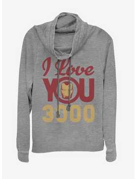 Marvel Iron Man Love You 3000 Icon Face Cowlneck Long-Sleeve Womens Top, , hi-res