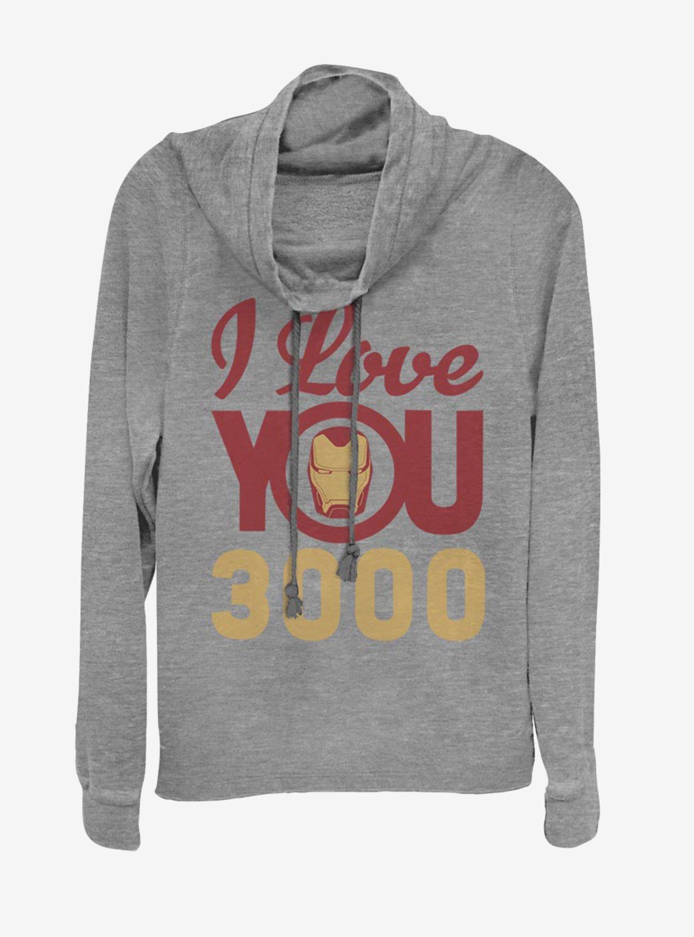Marvel Iron Man Love You 3000 Icon Face Cowlneck Long-Sleeve