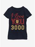 Marvel Iron Man Love You 3000 Icon Face Youth Girls T-Shirt, NAVY, hi-res