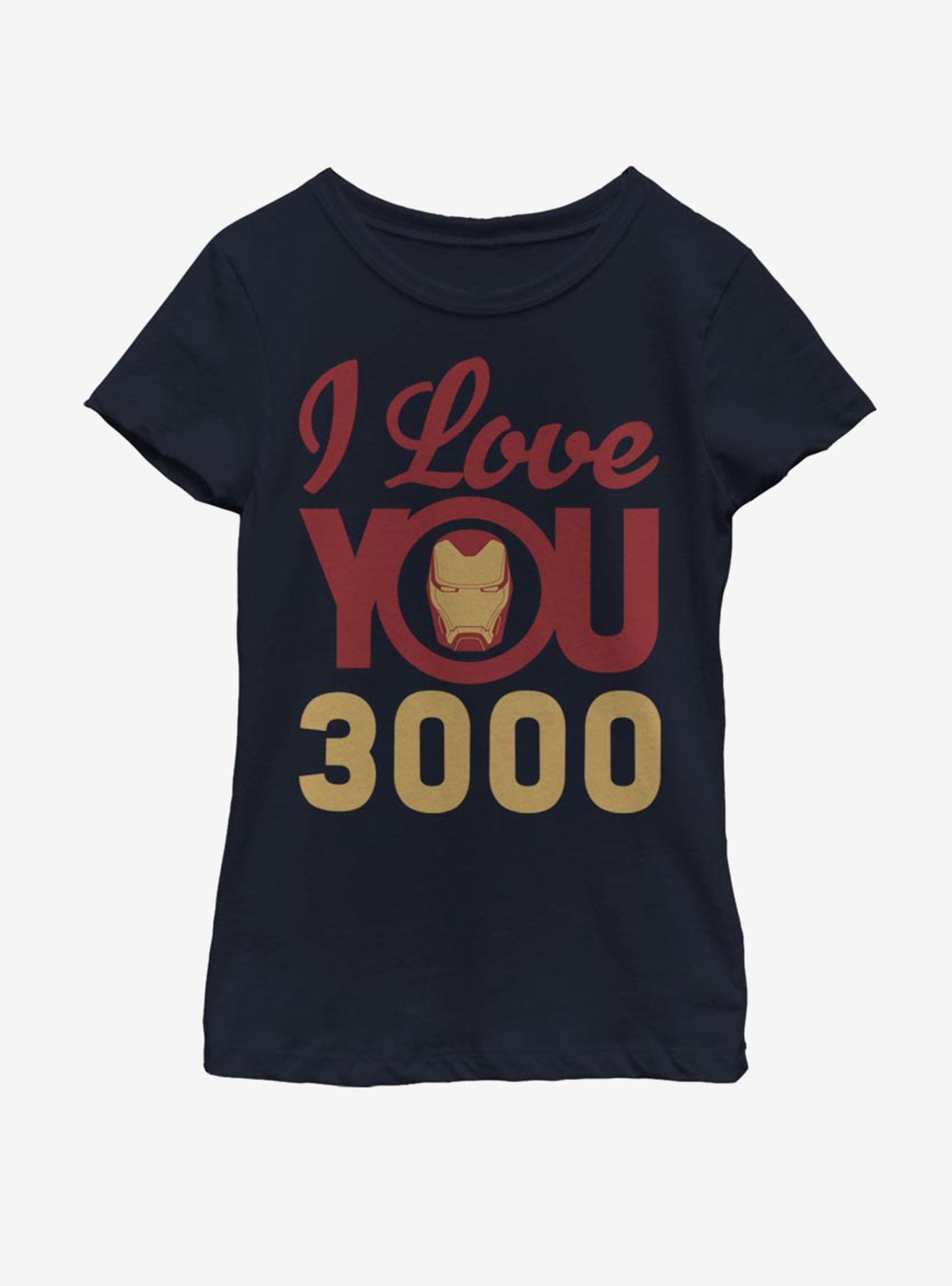 Marvel Iron Man Love You 3000 Icon Face Youth Girls T-Shirt, NAVY, hi-res