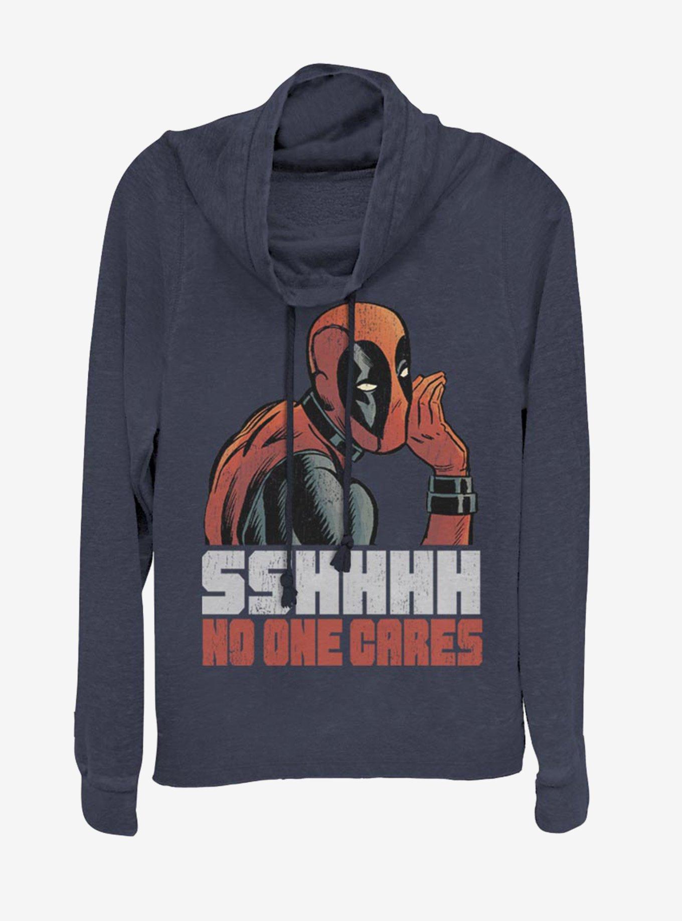 Marvel Deadpool No One Cowlneck Long-Sleeve Womens Top, NAVY, hi-res