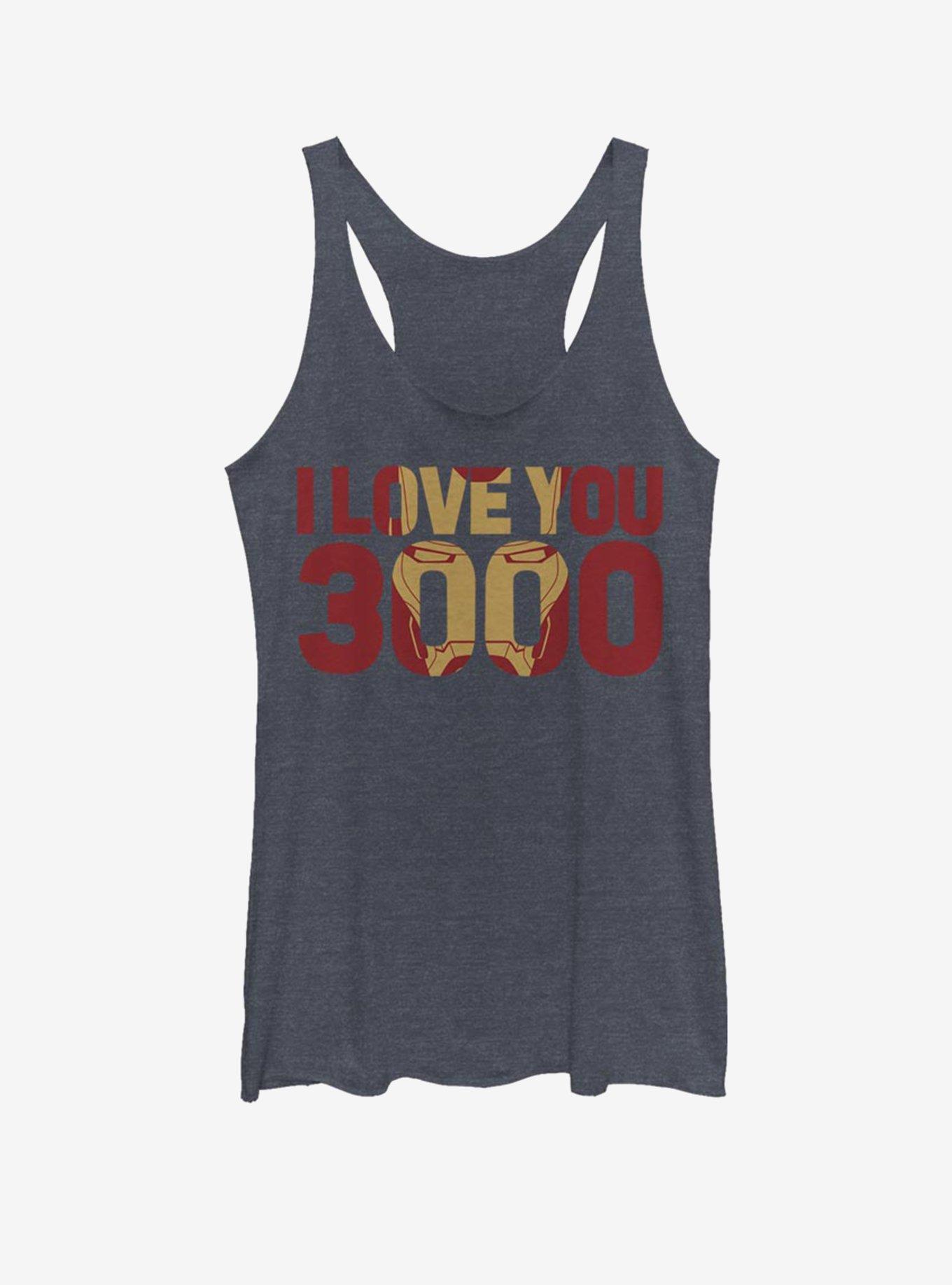 Marvel Iron Man Love You 3000 Womens Tank Top, NAVY HTR, hi-res