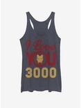 Marvel Iron Man Love You 3000 Icon Face Womens Tank Top, NAVY HTR, hi-res