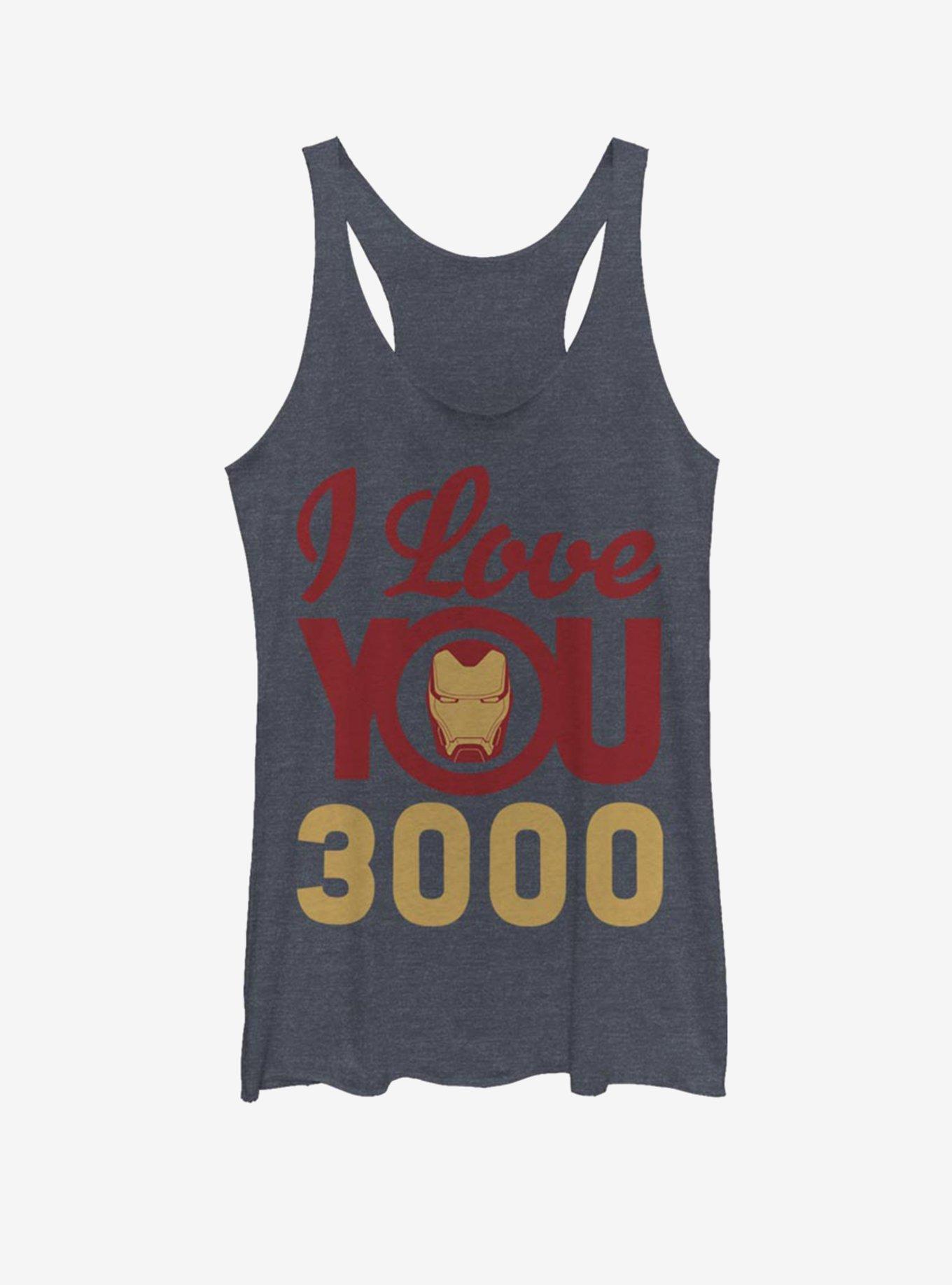 Marvel Iron Man Love You 3000 Icon Face Womens Tank Top, NAVY HTR, hi-res