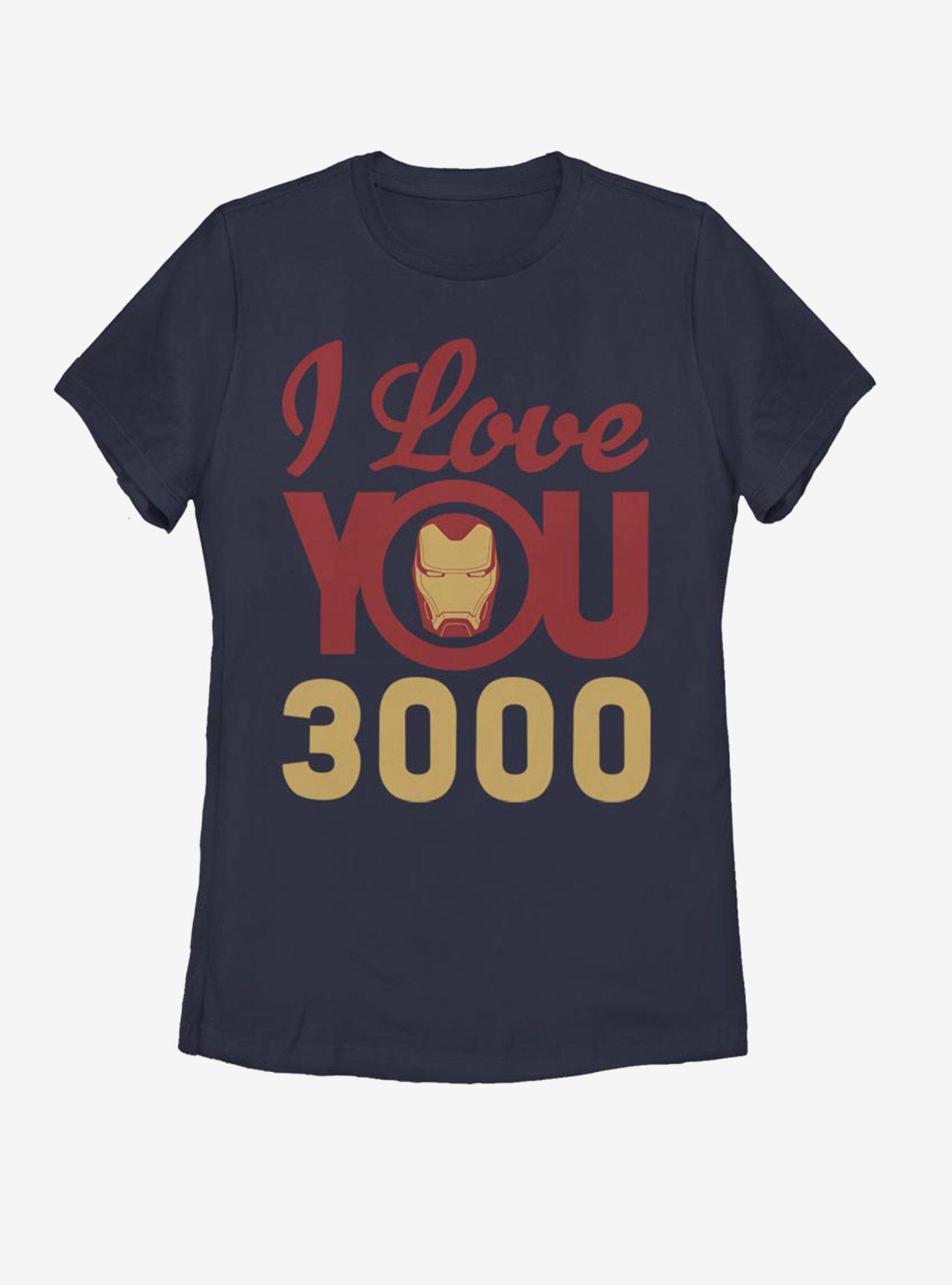 Marvel Iron Man Love You 3000 Icon Face Womens T-Shirt, NAVY, hi-res