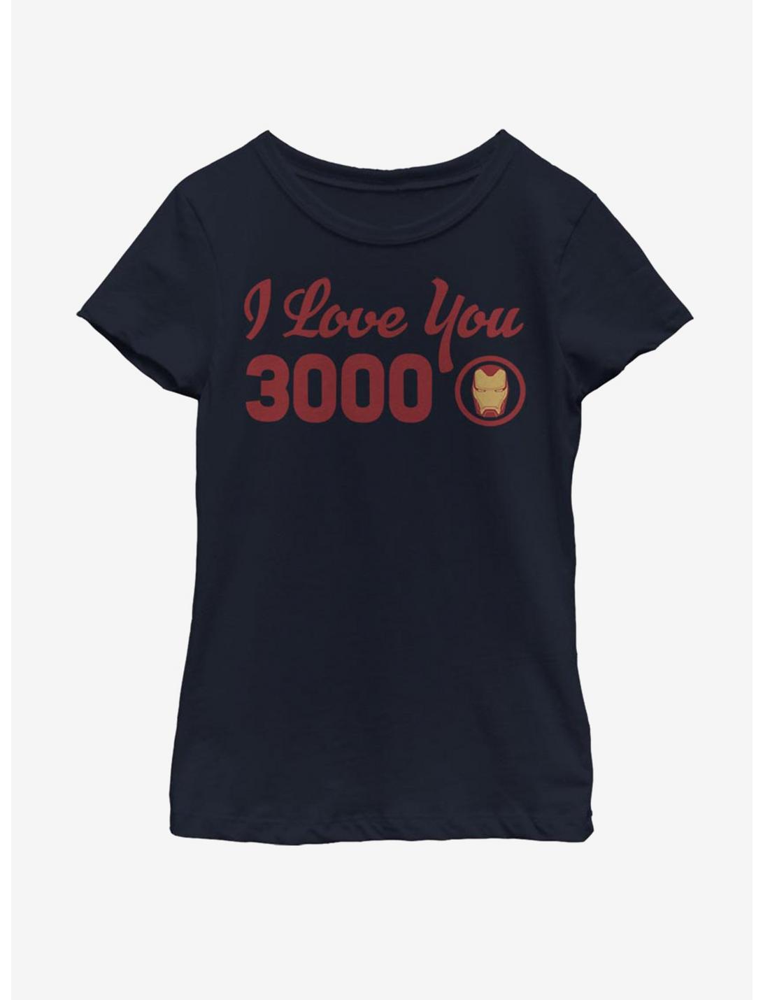 Marvel Iron Man Love You Icon Youth Girls T-Shirt, NAVY, hi-res