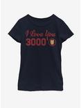 Marvel Iron Man Love You Icon Youth Girls T-Shirt, NAVY, hi-res