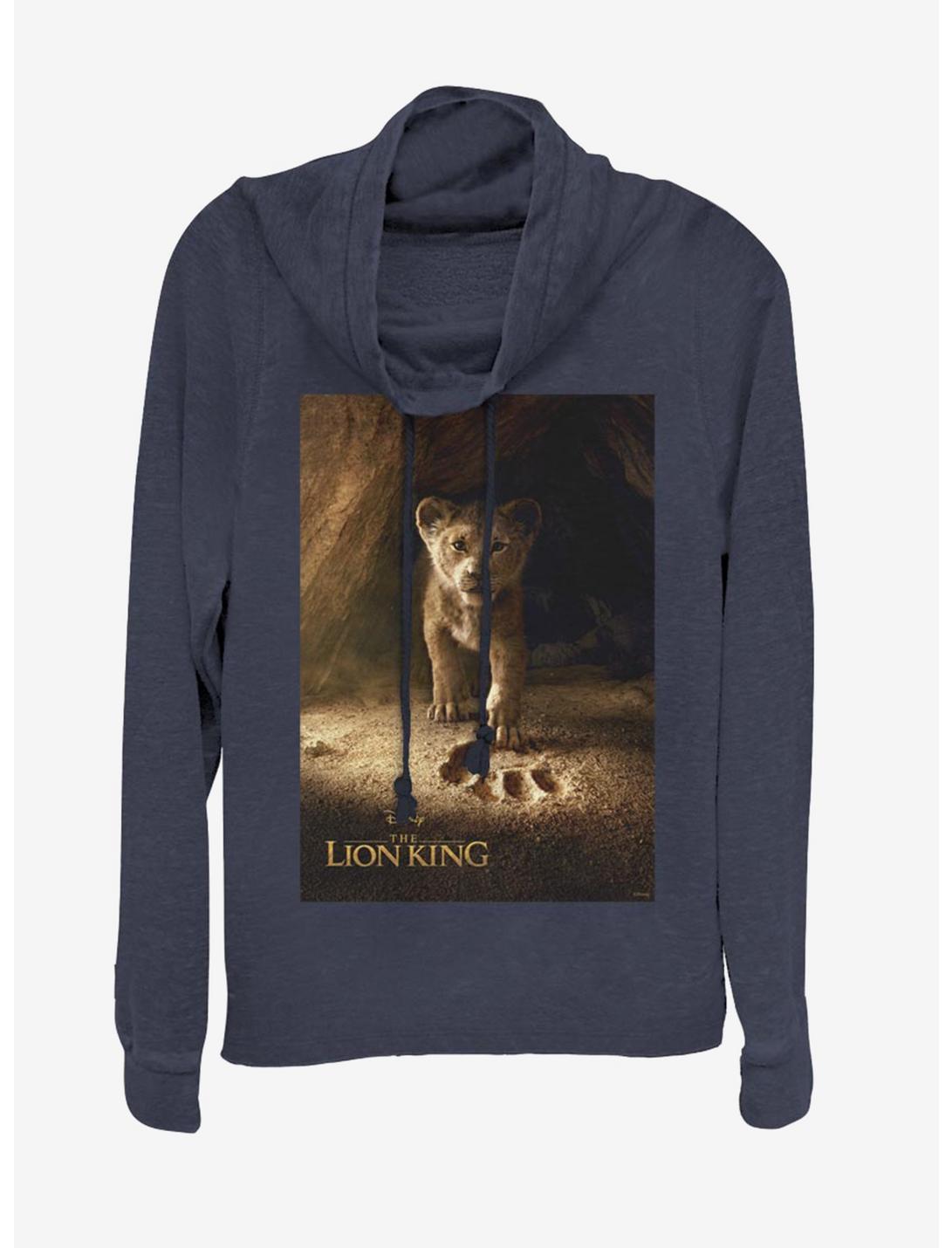 Disney The Lion King 2019 Simba Poster Cowlneck Long-Sleeve Womens Top, NAVY, hi-res