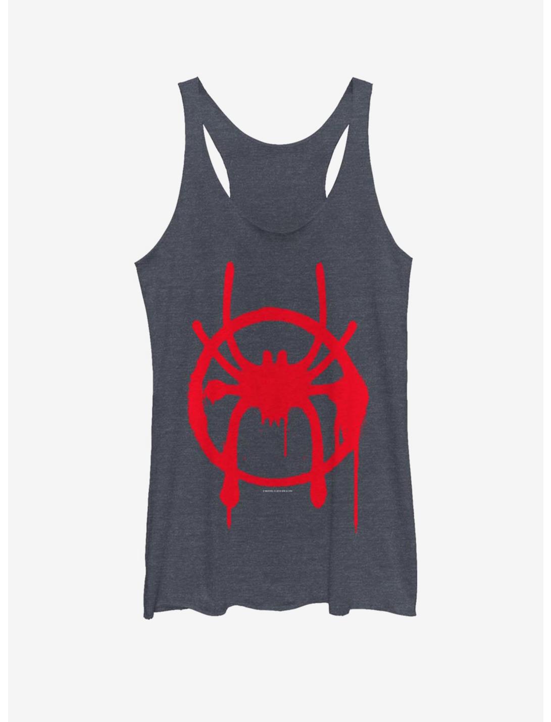 Marvel Spider-Man : Into The Spiderverse Miles Symbol Womens Tank Top, NAVY HTR, hi-res