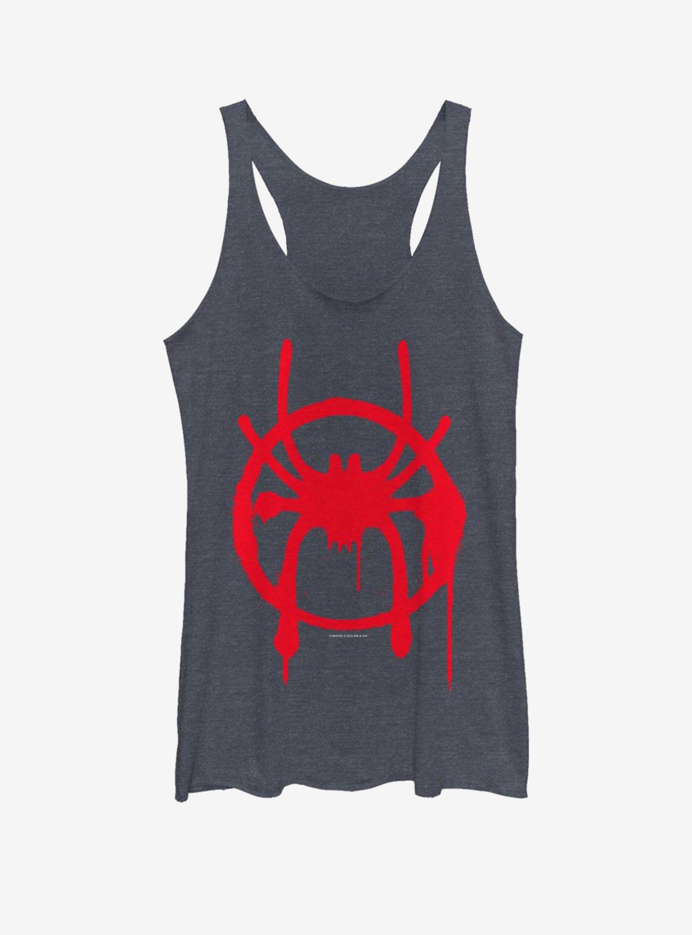 Marvel Spider-Man : Into The Spiderverse Miles Symbol Womens Tank Top, NAVY HTR, hi-res
