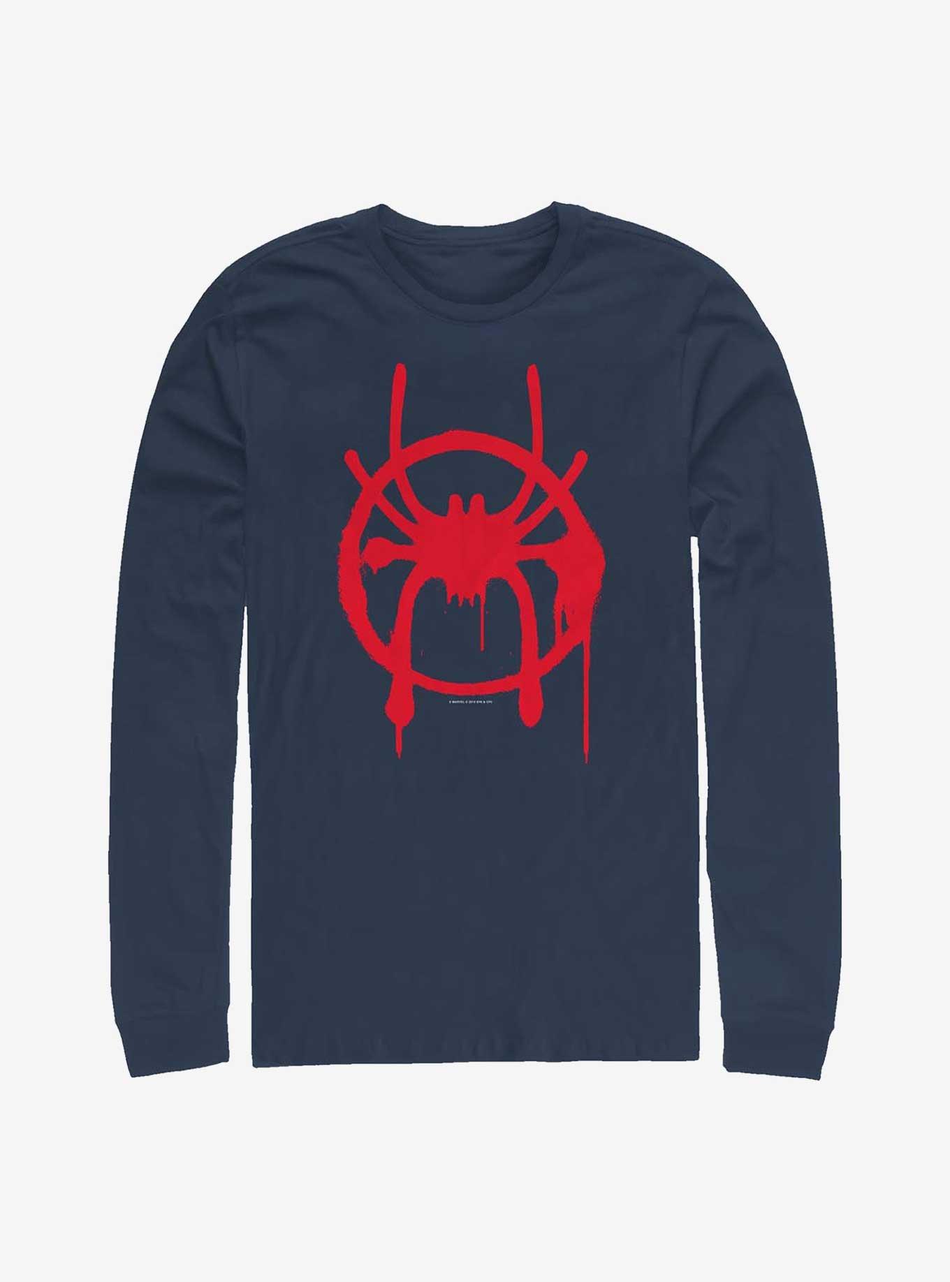 Marvel Spider-Man : Into The Spiderverse Miles Symbol Long-Sleeve T-Shirt, NAVY, hi-res