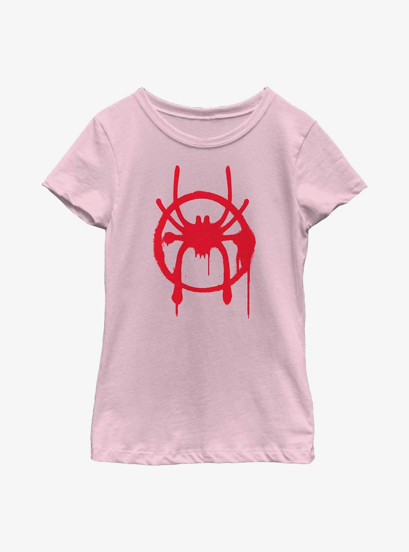 Marvel Spider-Man : Into The Spiderverse Miles Symbol Youth Girls T-Shirt, PINK, hi-res