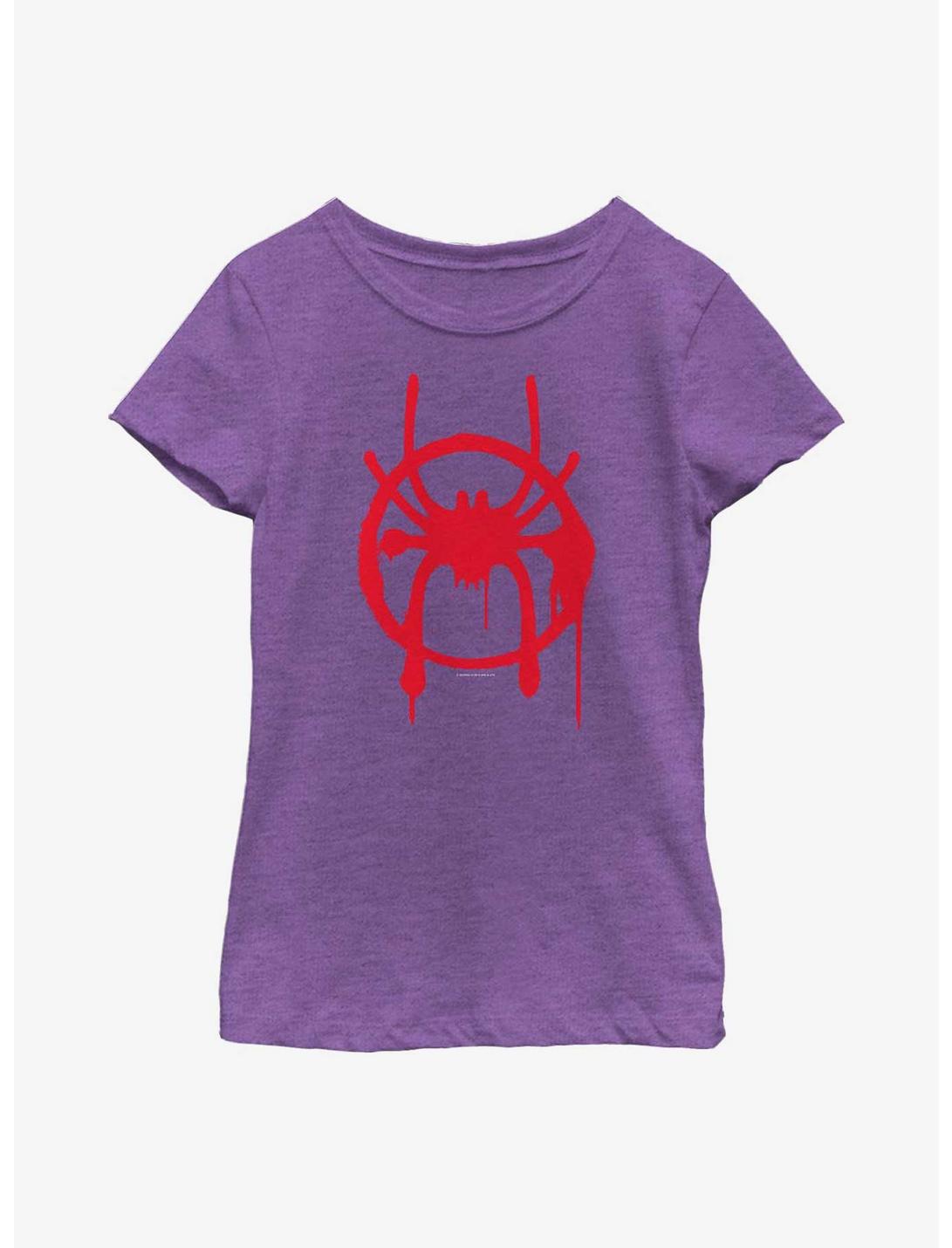 Marvel Spider-Man : Into The Spiderverse Miles Symbol Youth Girls T-Shirt, PURPLE BERRY, hi-res