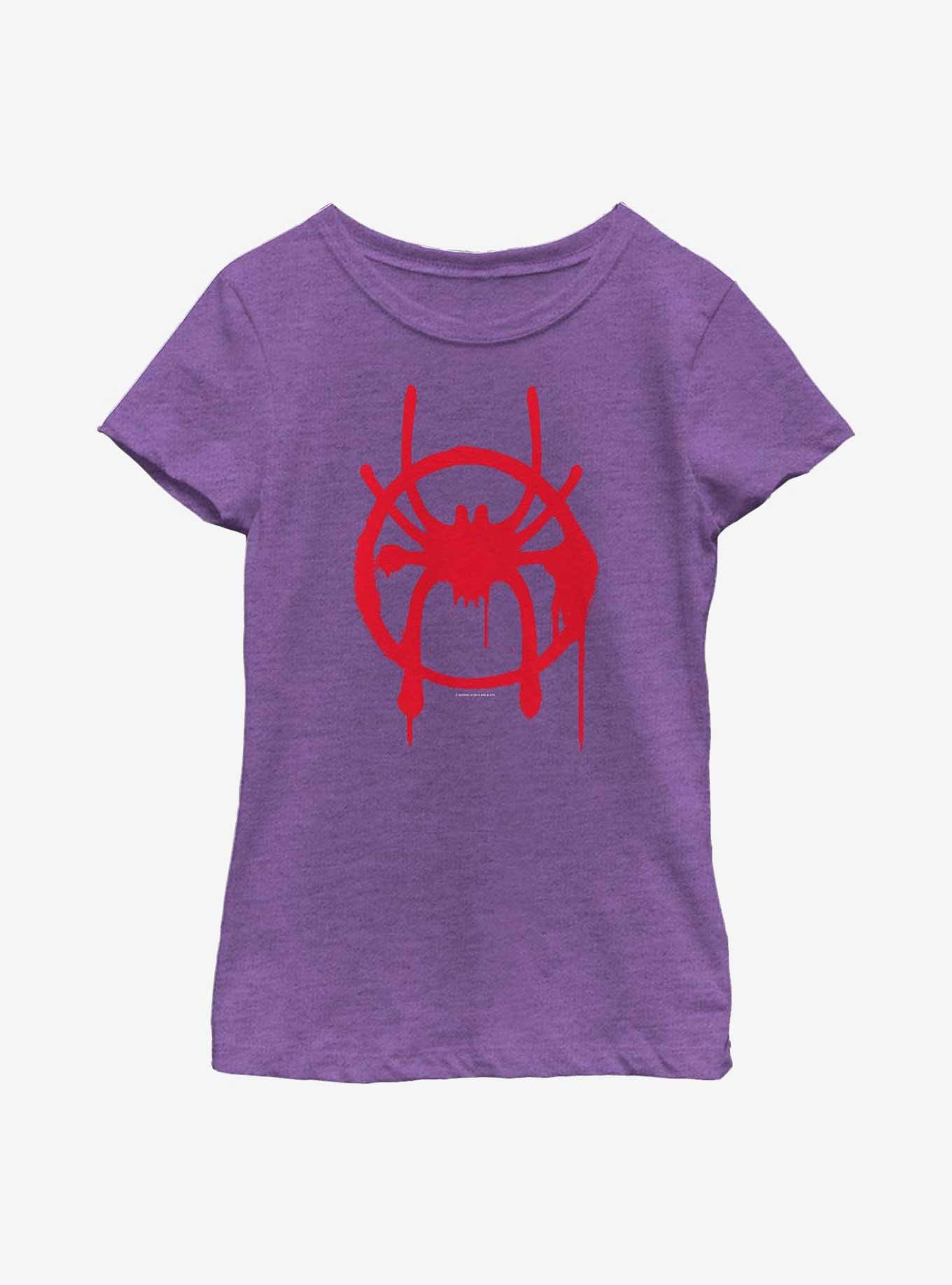 Marvel Spider-Man : Into The Spiderverse Miles Symbol Youth Girls T-Shirt, PURPLE BERRY, hi-res