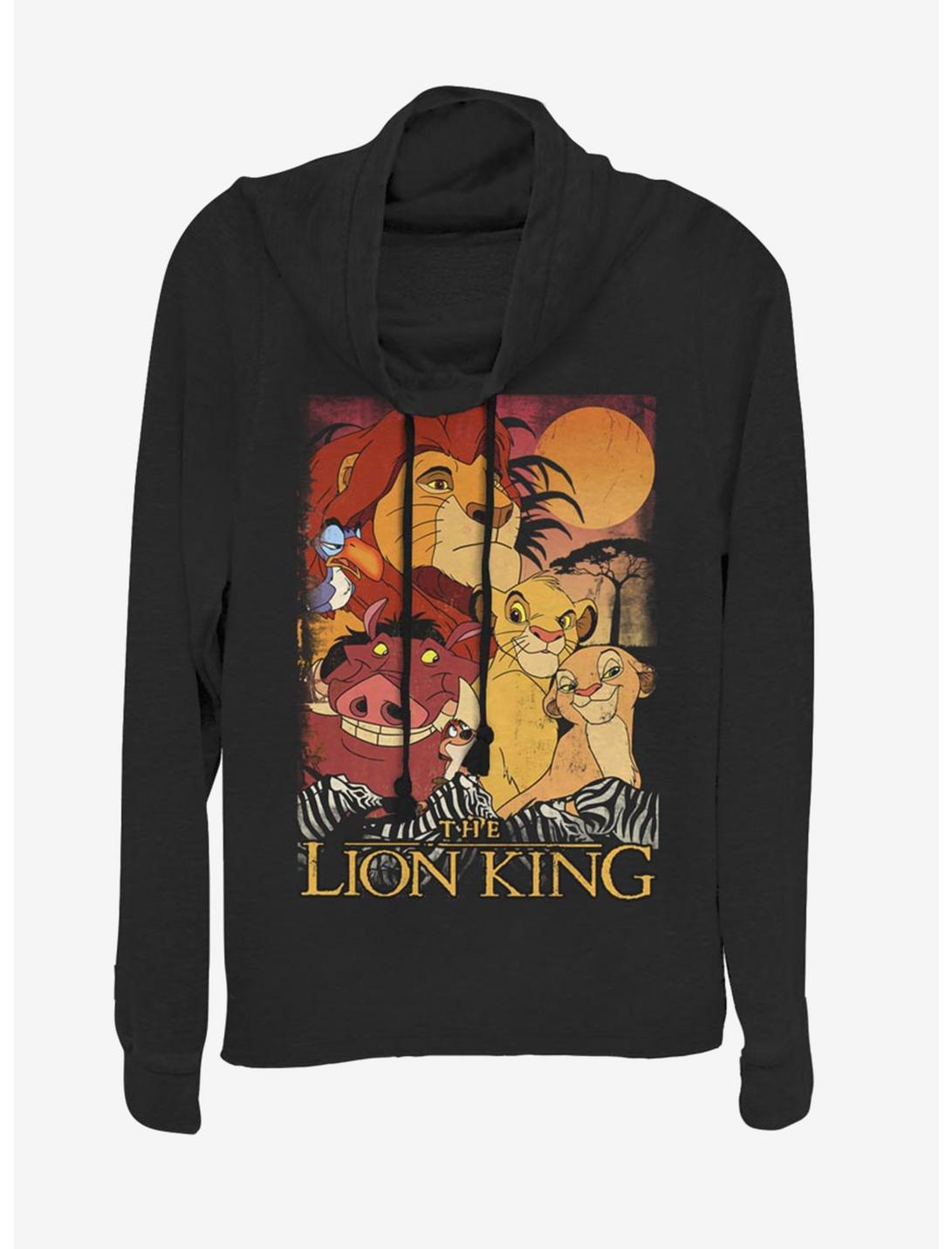 Disney The Lion King Paste Cowlneck Long-Sleeve Womens Top, BLACK, hi-res