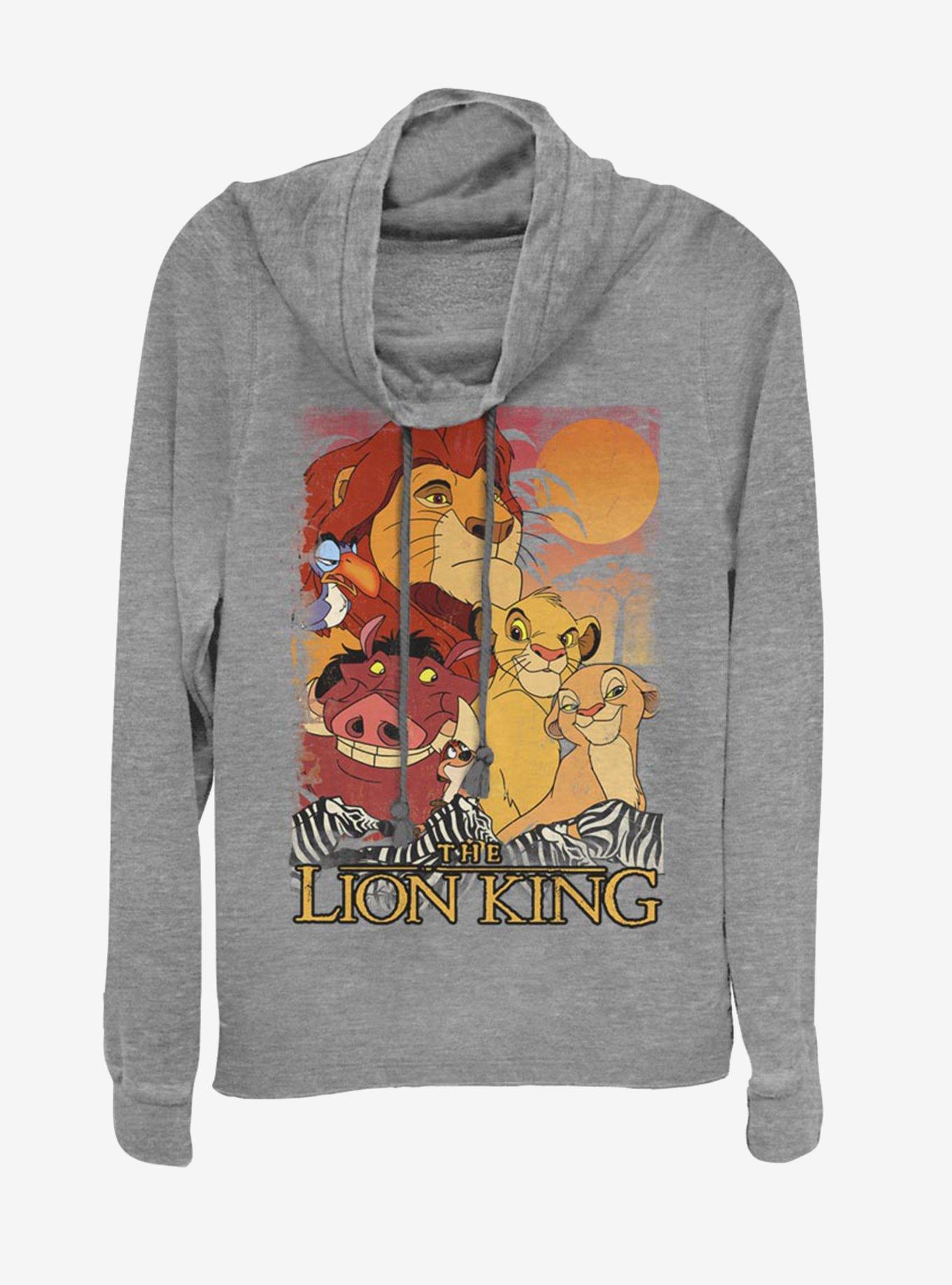Disney The Lion King Paste Cowlneck Long-Sleeve Womens Top, GRAY HTR, hi-res