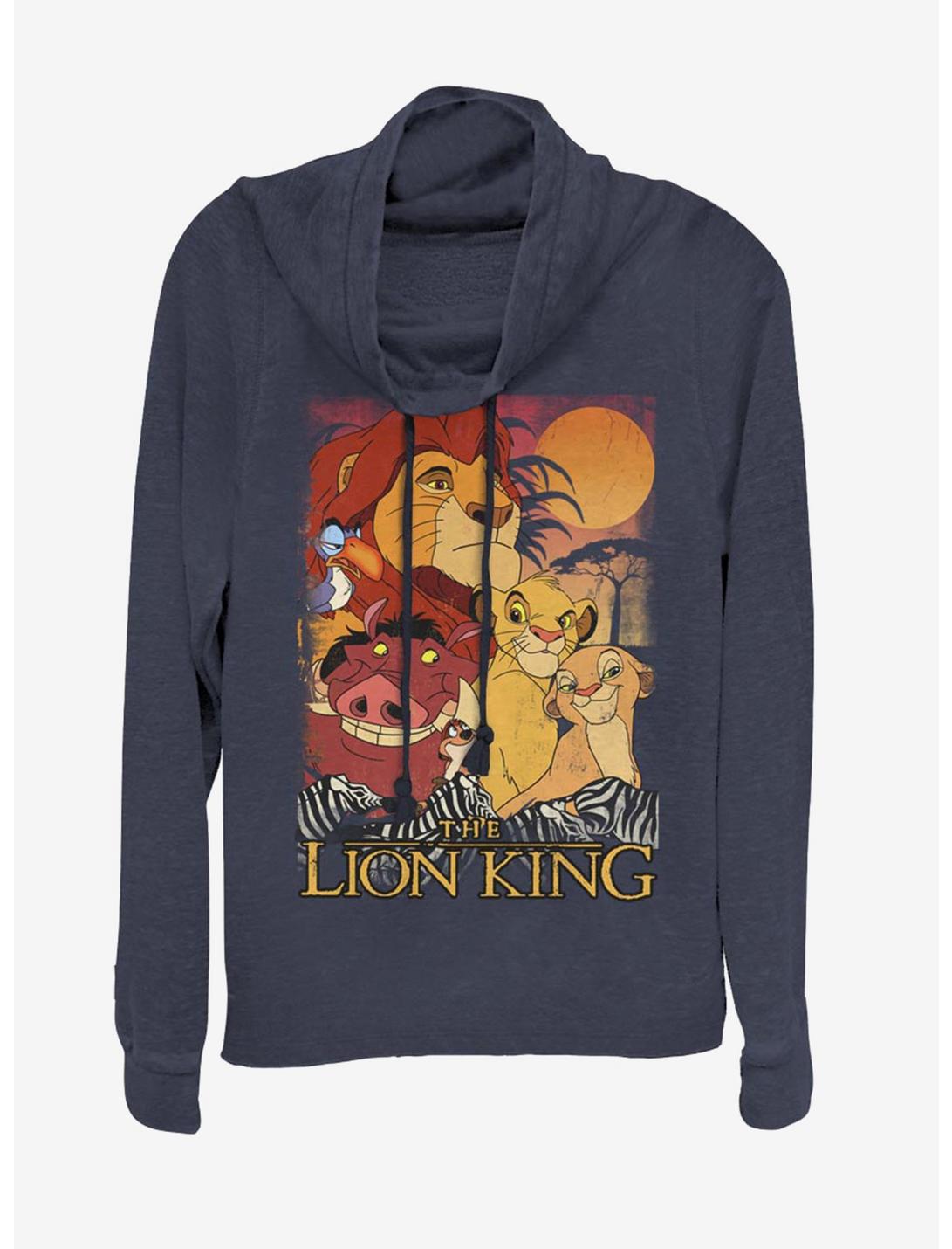 Disney The Lion King Paste Cowlneck Long-Sleeve Womens Top, NAVY, hi-res