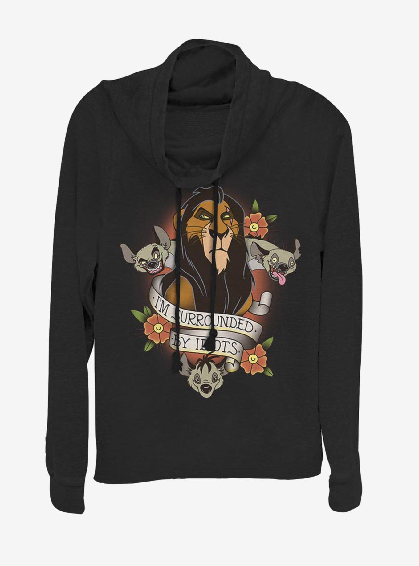 Disney The Lion King Surrounded Cowlneck Long-Sleeve Womens Top, BLACK, hi-res