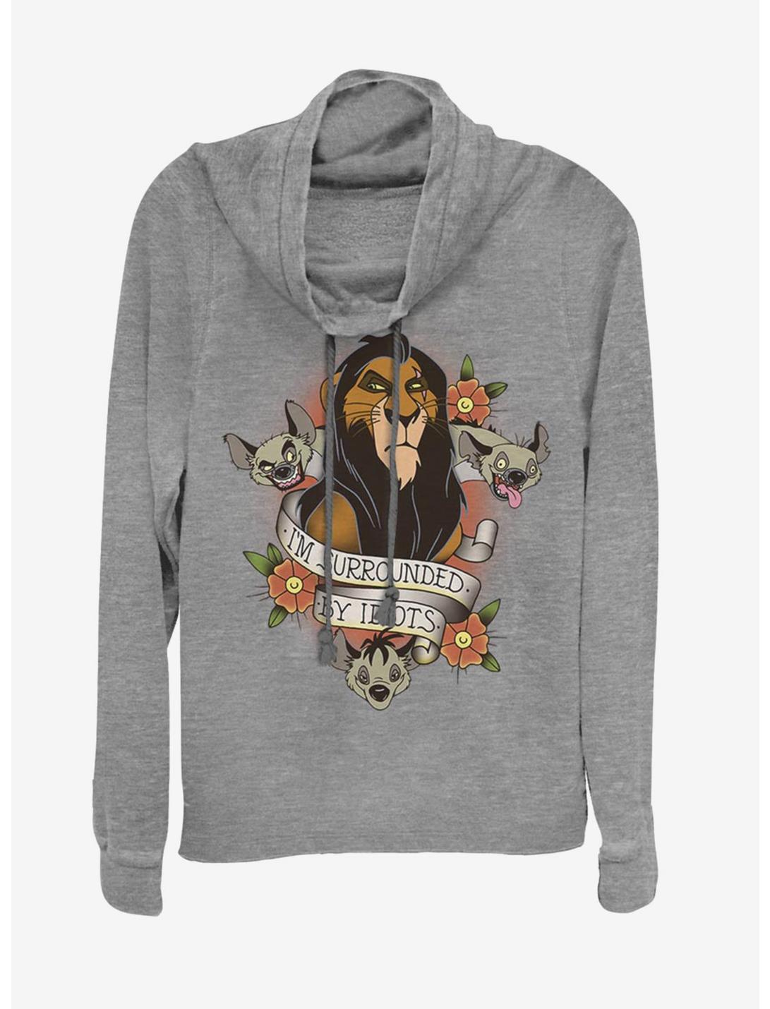 Disney The Lion King Surrounded Cowlneck Long-Sleeve Womens Top, GRAY HTR, hi-res