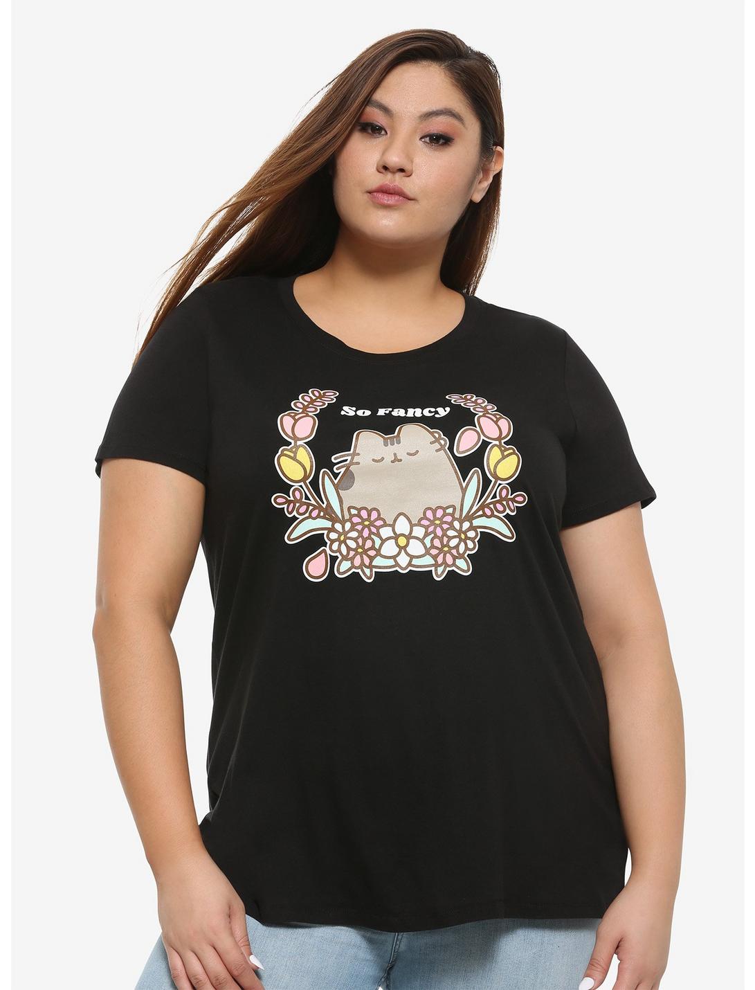 Pusheen So Fancy Floral Girls T-Shirt Plus Size, MULTI, hi-res