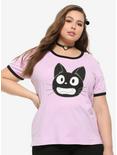 Studio Ghibli Kiki's Delivery Service Lilac Jiji Girls Ringer T-Shirt Plus Size, MULTI, hi-res
