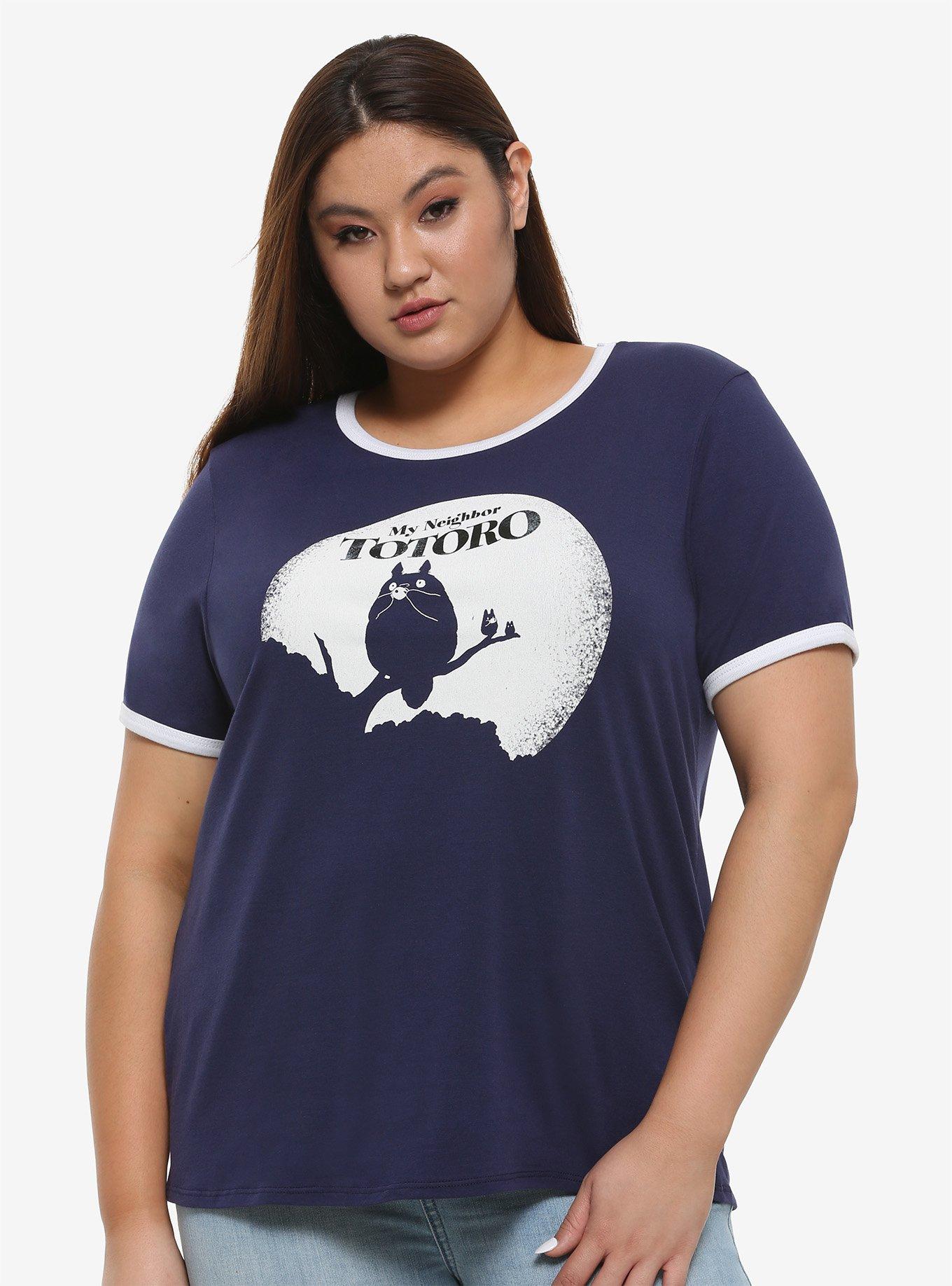 Studio Ghibli My Neighbor Totoro Moon Silhouette Girls Ringer T-Shirt Plus Size, MULTI, hi-res